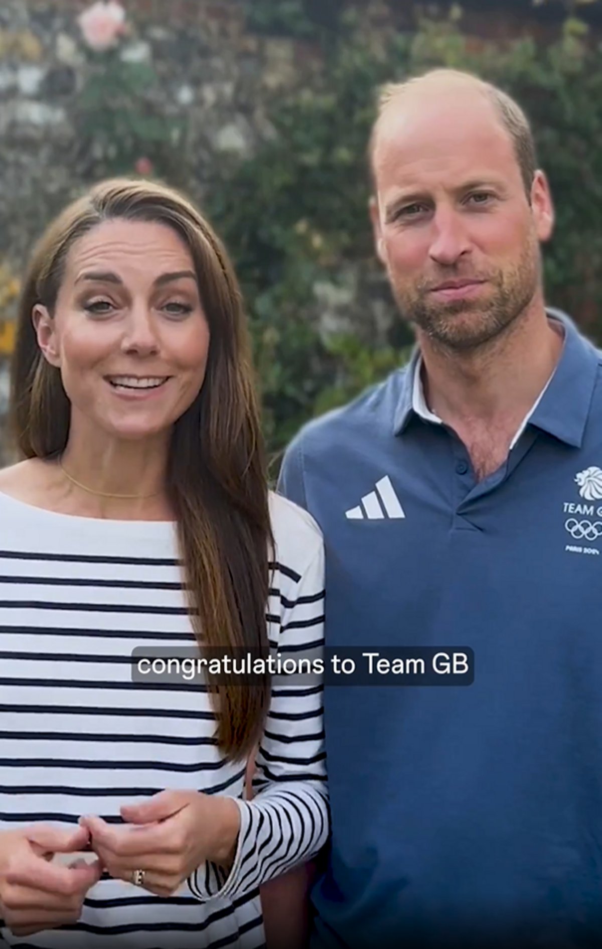 The Prince and Princess of Wales share a message congratulating Team GB on social media at the close of the Olympic Games in Paris, August 2024 (Kensington Palace)