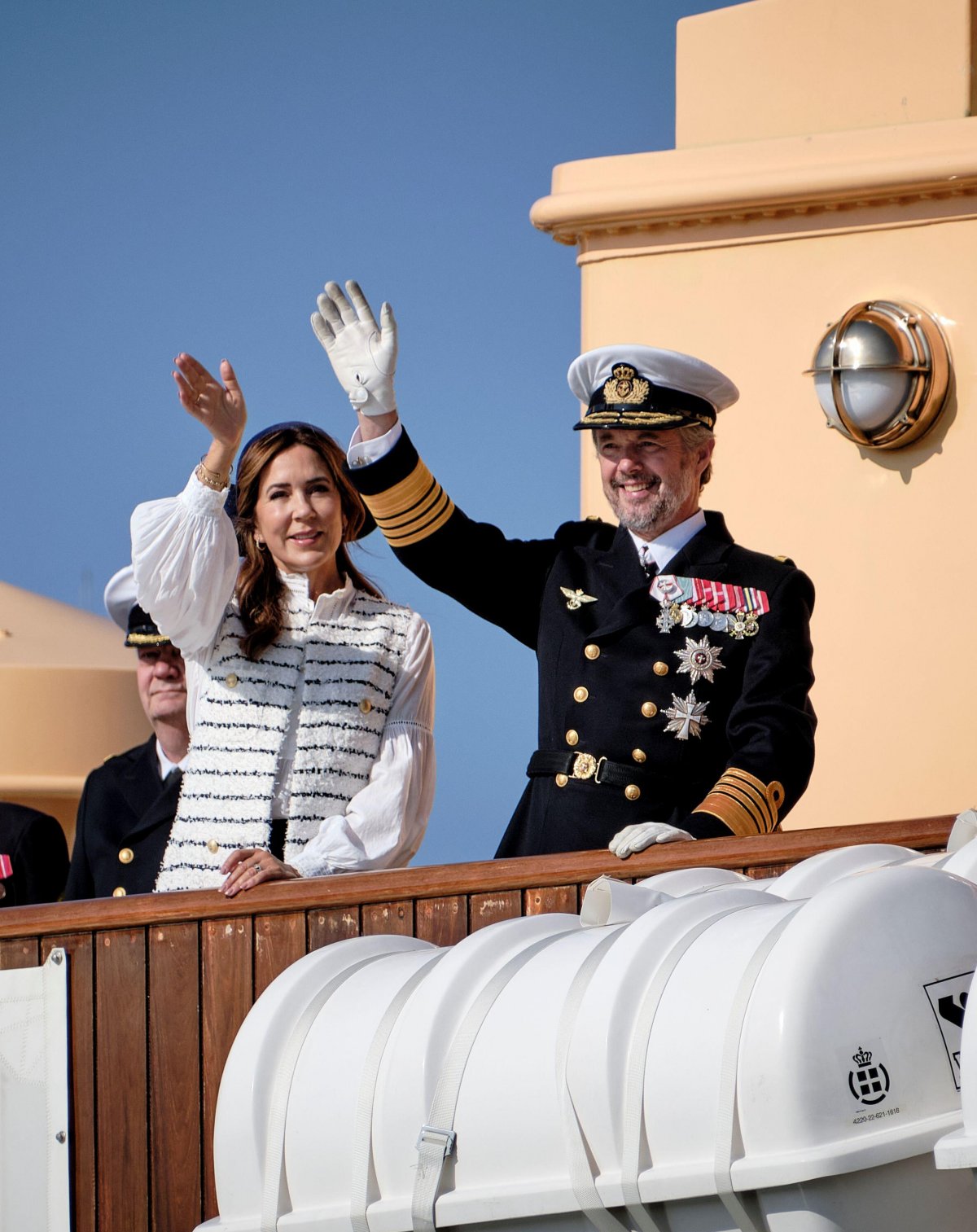 The King and Queen of Denmark visit Bornholm aboard the Royal Yacht Dannebrog on August 19, 2024 (Pelle Rink/Ritzau/Alamy)