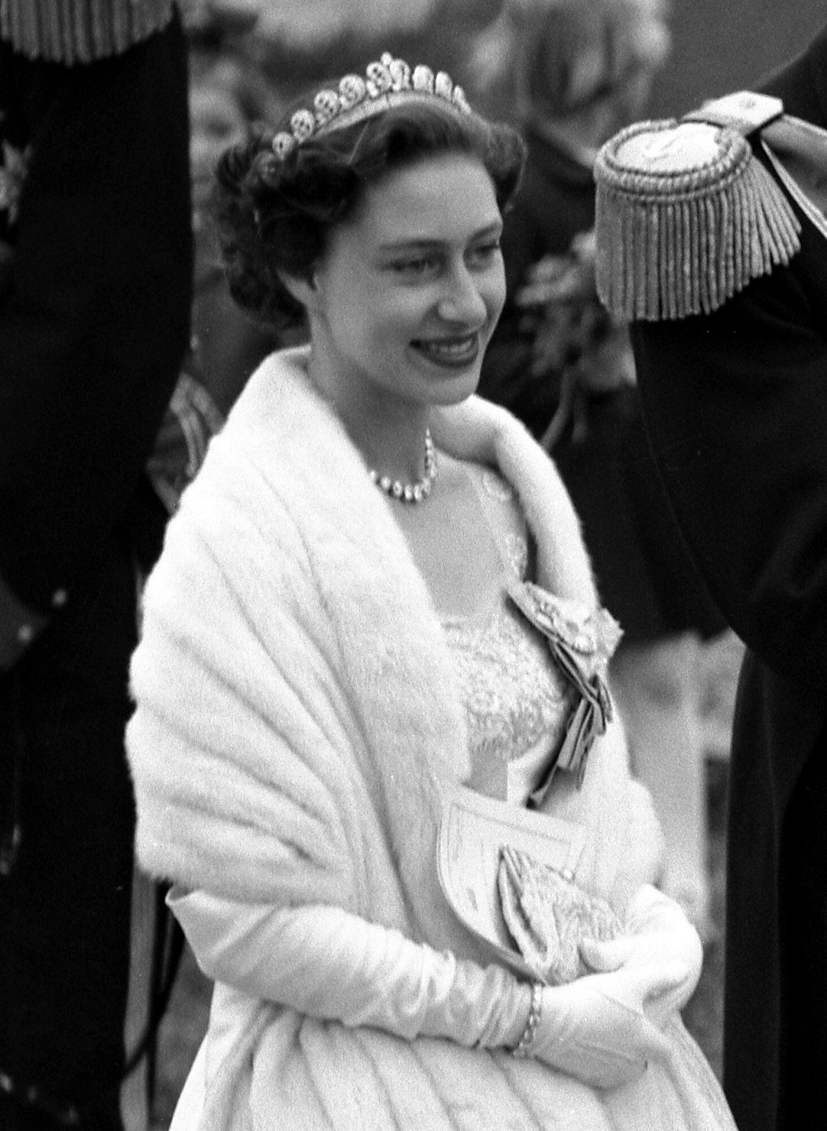 Princess Margaret of the United Kingdom attends the wedding of Princess Ragnhild of Norway in Asker on May 15, 1953 (Sverre A. Børretzen/NTB/Alamy)