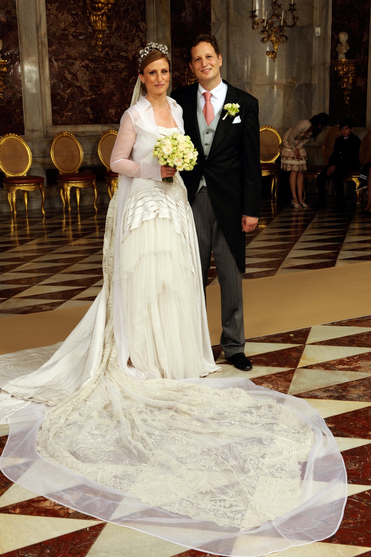 Prince Georg Friedrich of Prussia and Princess Sophie of Isenburg are pictured on their wedding day in Potsdam on August 27, 2011 (Britta Pedersen/DPA Picture Alliance/Alamy)