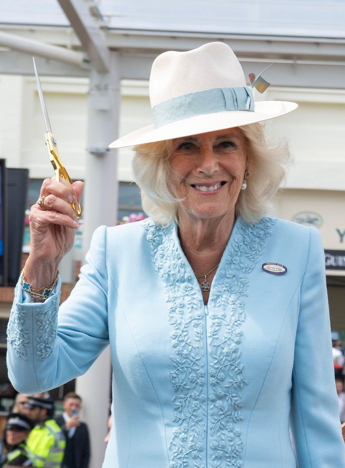Queen Camilla opens the Bustardthorpe Development at York Racecourse on August 24, 2024 (Julian Simmonds/PA Images/Alamy)