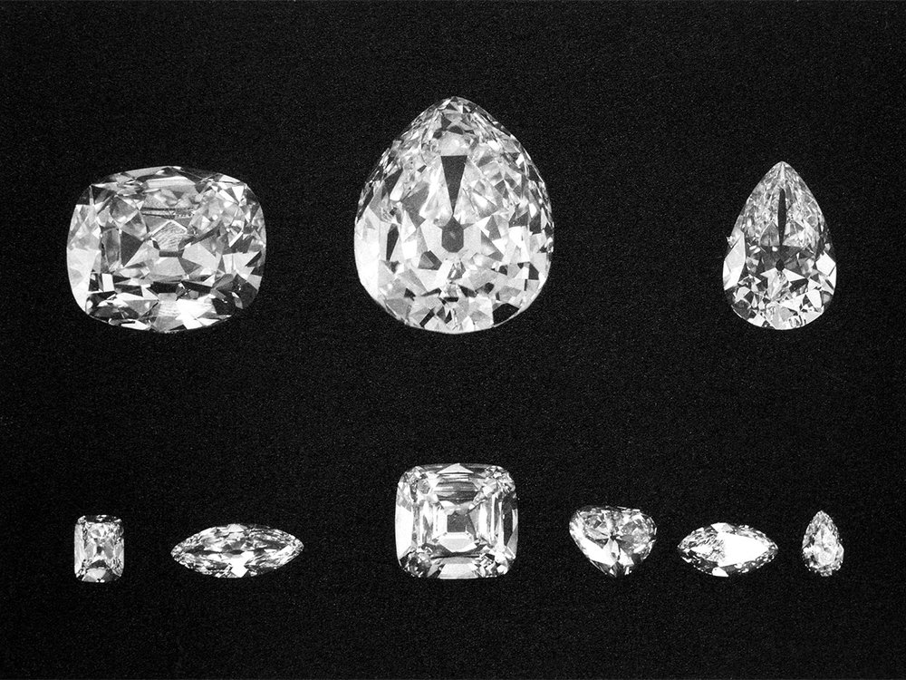 The nine stones produced from the Cullinan Diamond (Wikimedia Commons)