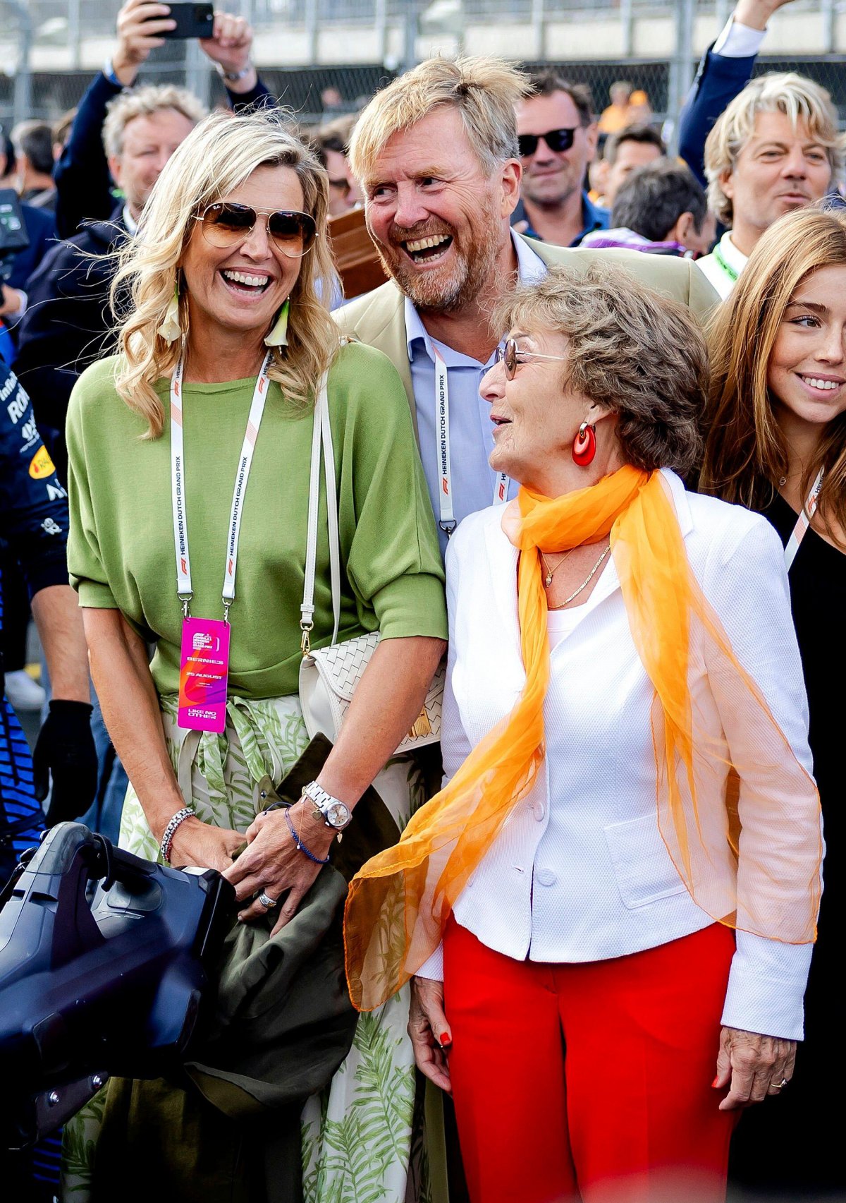 The King and Queen of the Netherlands, with Princess Margriet, attend the F1 Grand Prix of the Netherlands at the Circuit of Zandvoort on August 25, 2024 (REMKO DE WAAL/ANP/Alamy)