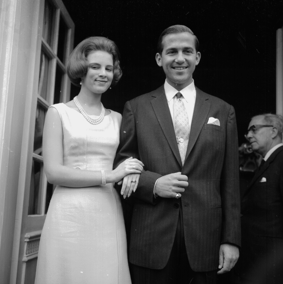 King Constantine II of the Hellenes and Princess Anne-Marie of Denmark pose for an engagement portrait in Copenhagen on September 13, 1964 (Terry Disney/Express/Getty Images)
