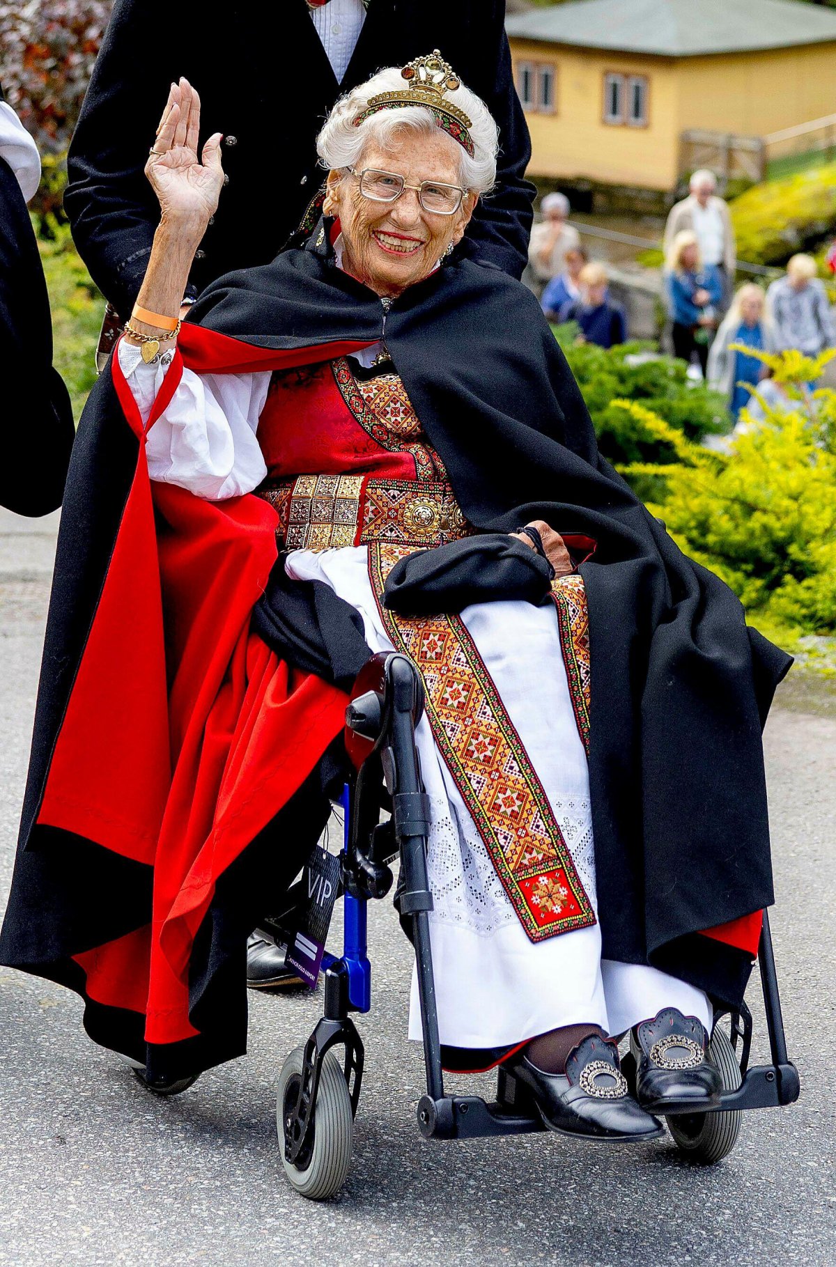 Princess Astrid arrives for the wedding of Princess Martha Louise in Geiranger, Norway, on August 31, 2024 (Albert Nieboer/DPA Picture Alliance/Alamy)