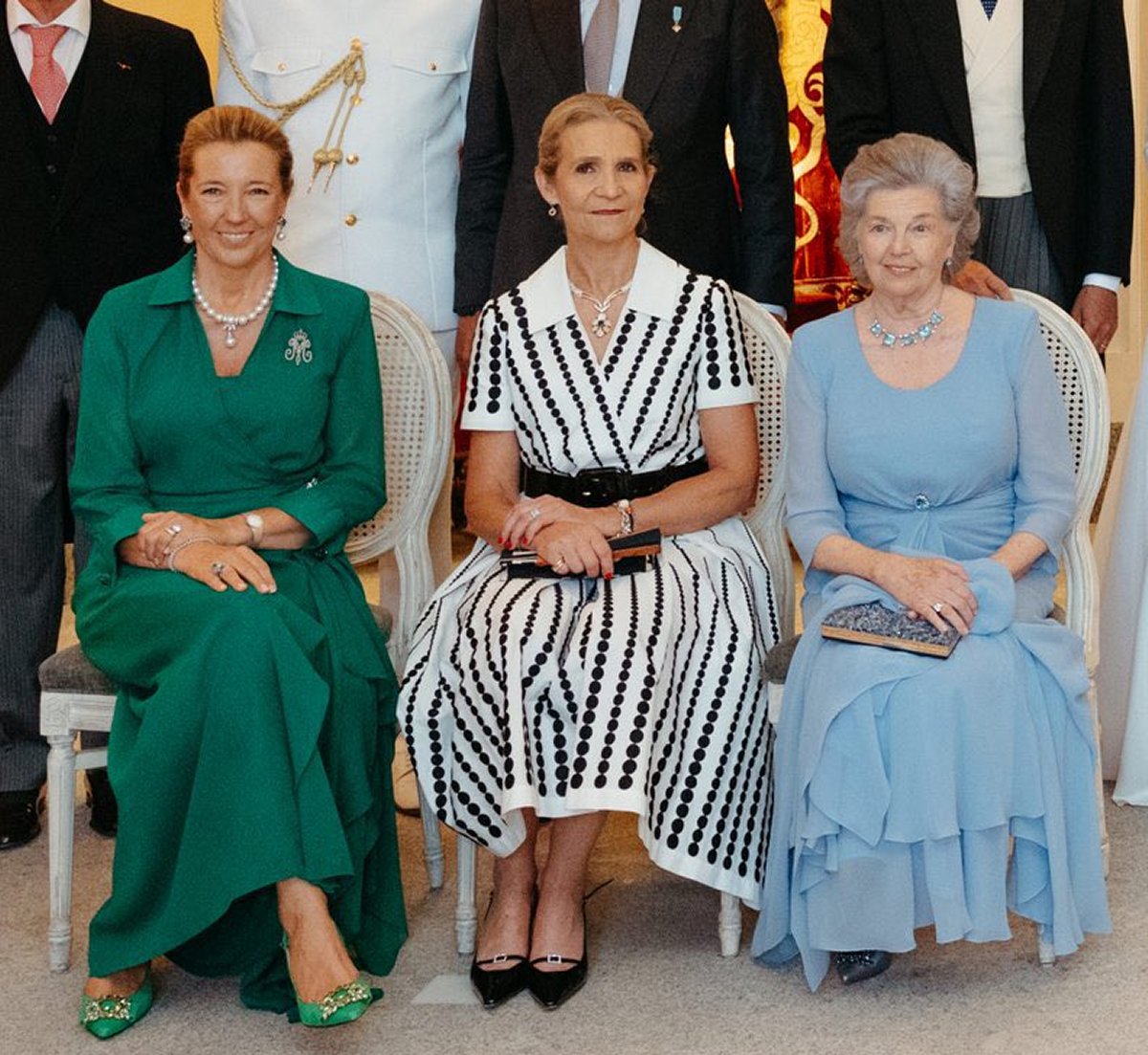 Princess Cristina of Bourbon-Two Sicilies, Infanta Elena of Spain, and the Dowager Duchess of Calabria are pictured during the wedding celebrations for Cristina's daughter, Victoria López-Quesada y Bourbon-Two Sicilies, and Enrique Moreno de la Cova Ybarra in Algete, Spain on August 31, 2024 (Casa Real/Bibiana Fierro)