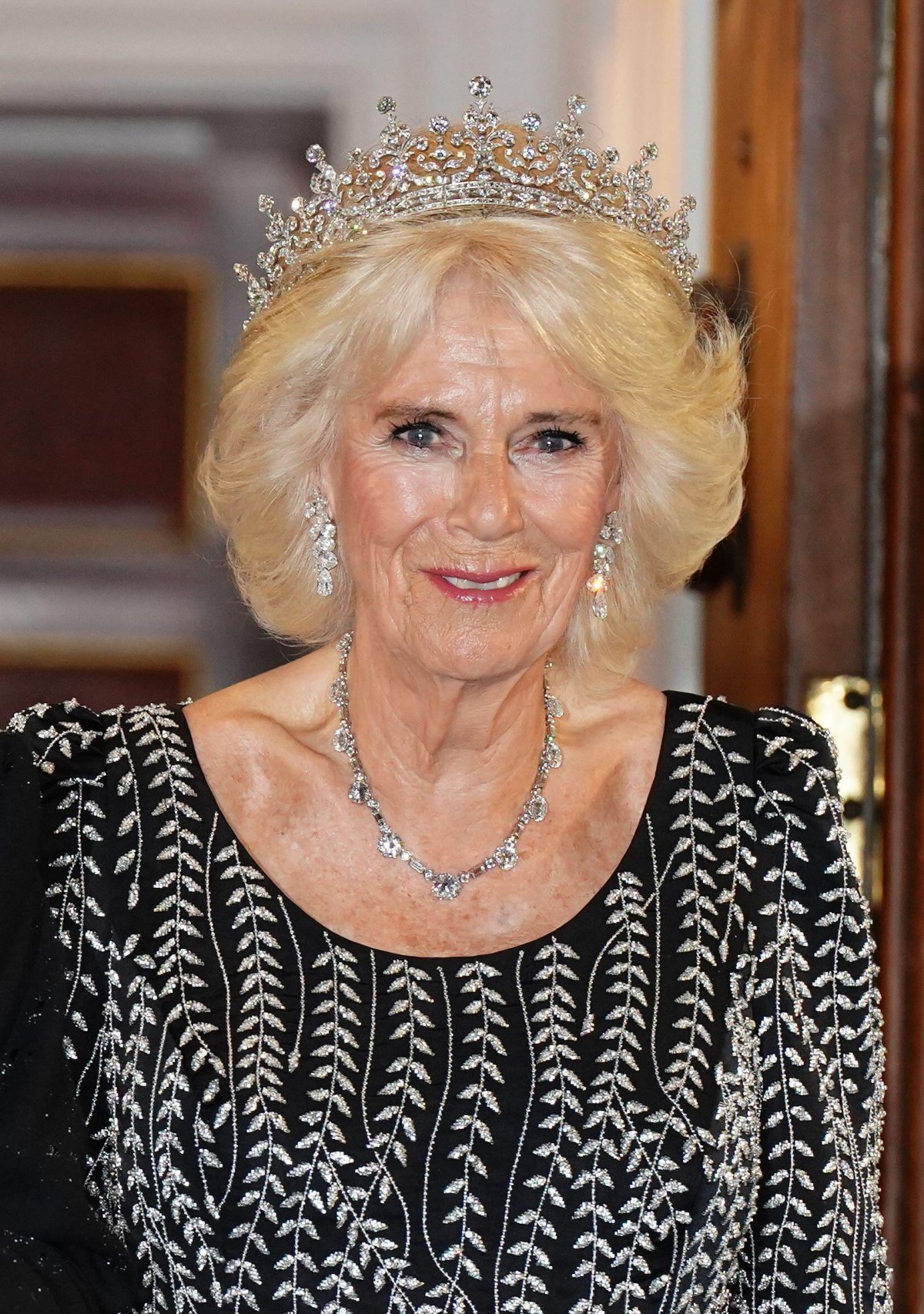 Queen Camilla attends a dinner at Mansion House in London on October 18, 2023 (Aaron Chown/PA Images/Alamy)