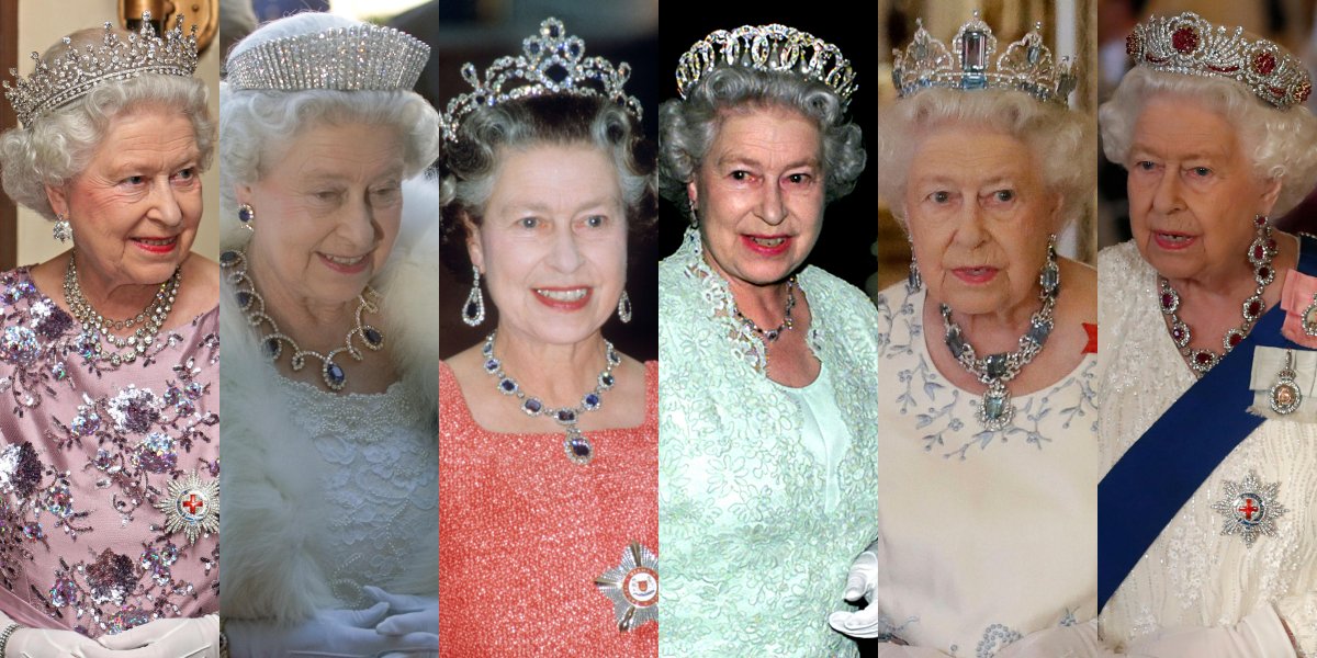 Queen Elizabeth II wearing her six signature tiaras over the decades (Alamy)