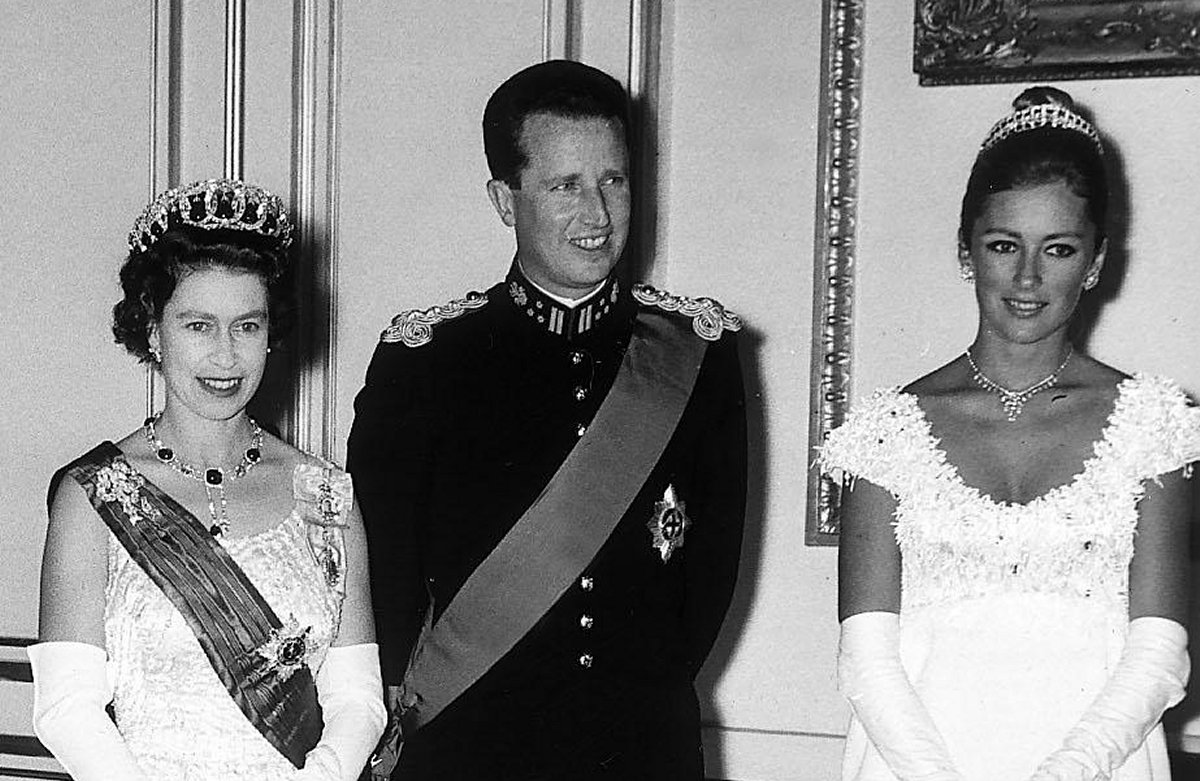The Queen of the United Kingdom and the King of the Belgians, with the Princess of Liege, attend a state banquet at the Royal Palace in Brussels on May 9, 1966 (Trinity Mirror/Mirrorpix/Alamy)
