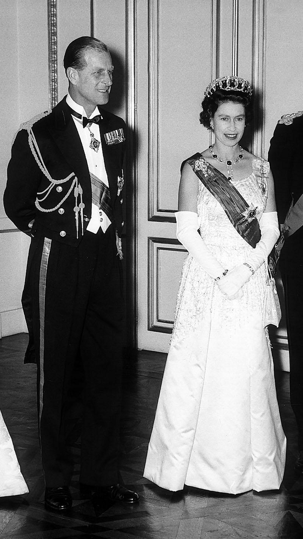 The Queen of the United Kingdom and the Duke of Edinburgh attend a state banquet at the Royal Palace in Brussels on May 9, 1966 (Trinity Mirror/Mirrorpix/Alamy)