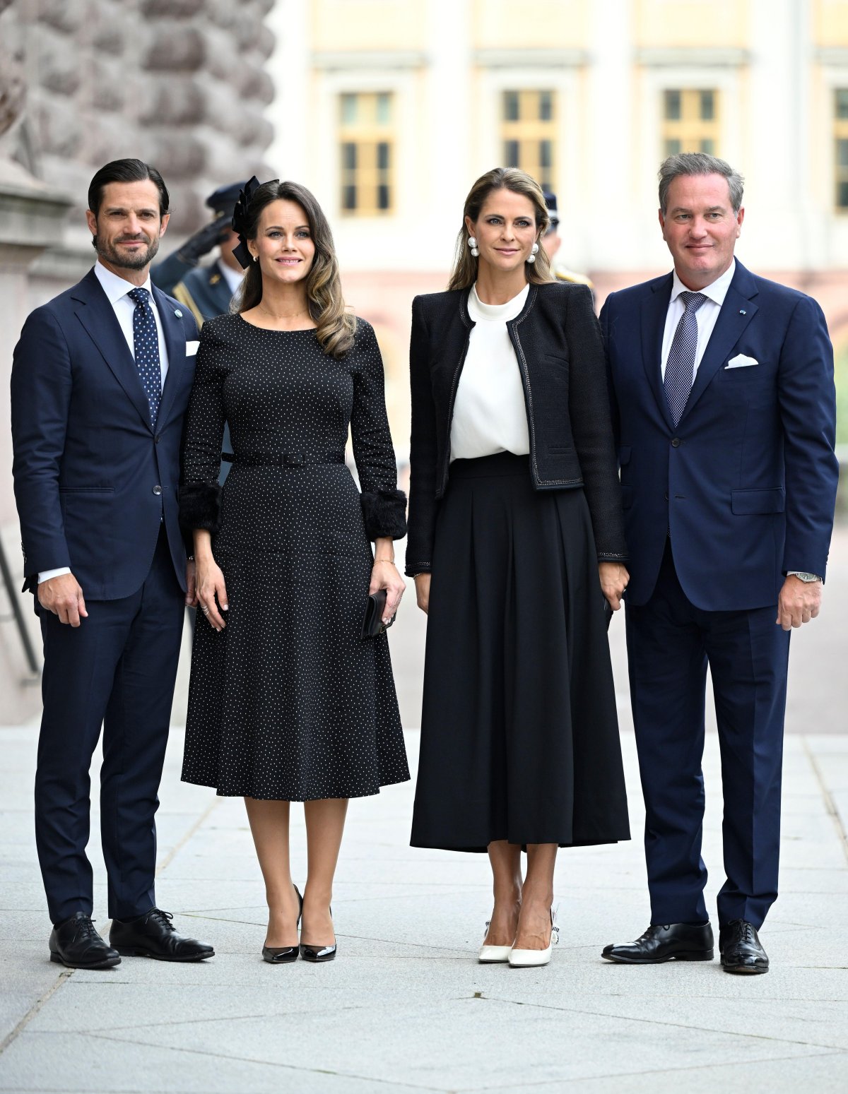 Prince Carl Philip, Princess Sofia, Princess Madeleine, and Christopher O'Neill arrive for the opening of the Riksdag session in Stockholm on September 10, 2024 (Pontus Lundahl/TT News Agency/Alamy)