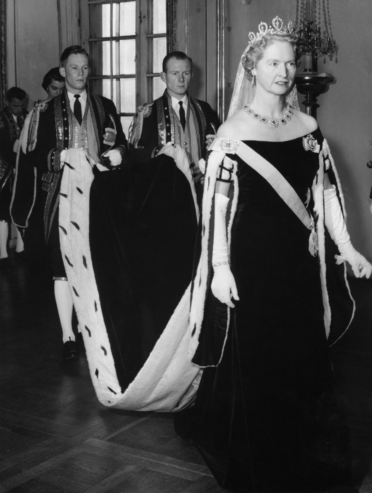 Princess Sibylla of Sweden attends the opening of the Riksdag session in Stockholm, 1957 (Heritage Images/Alamy)