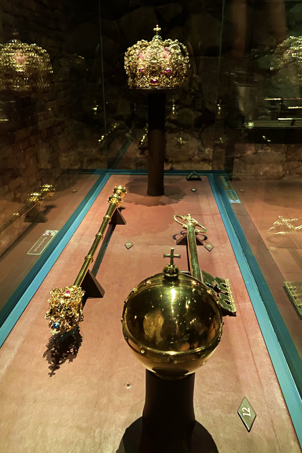 Crown and regalia of Queen Maria Eleonora of Sweden, ca. 1620, displayed at the Royal Palace in Stockholm, August 2024 (Photo generously shared by Thomas)