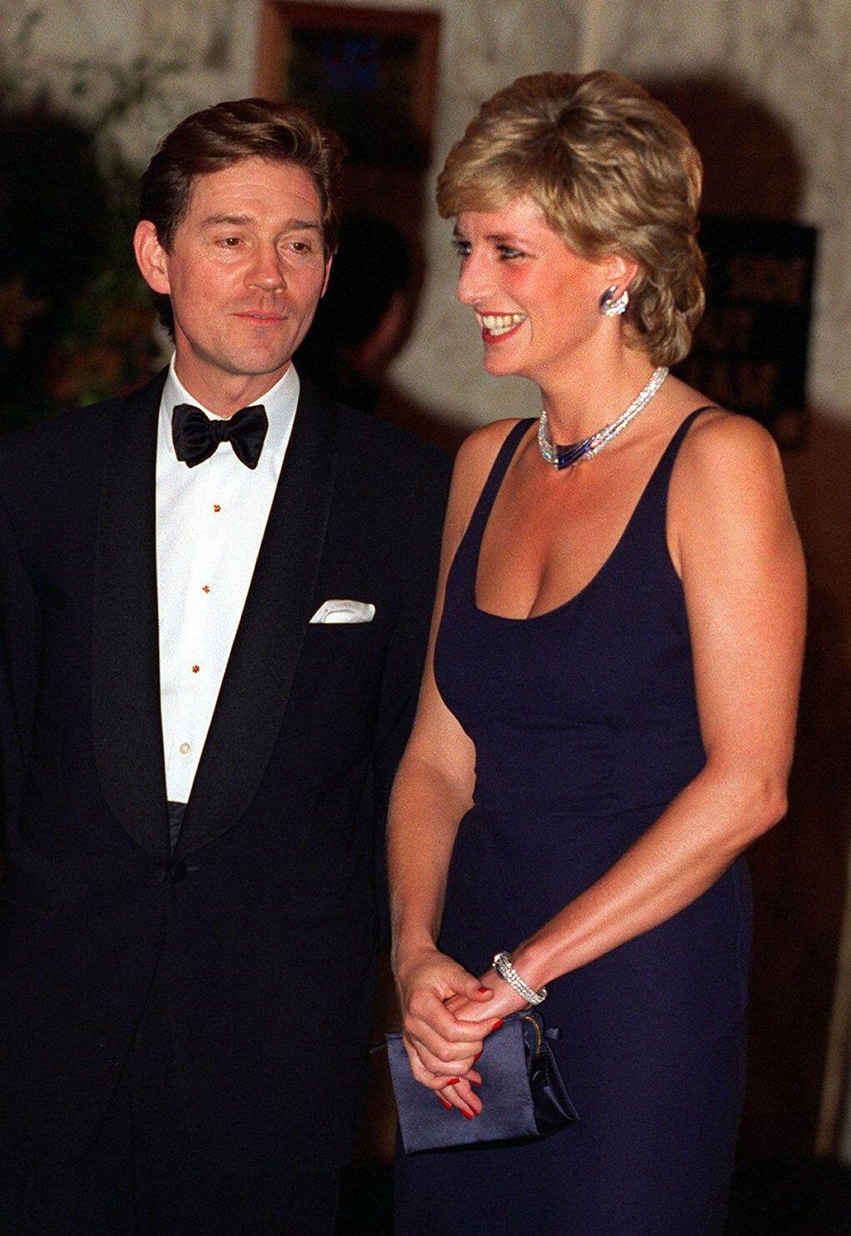 The Princess of Wales, with actor Anthony Andrews, attends the film premiere of Haunted in London on October 26, 1995 (PA Images/Alamy)