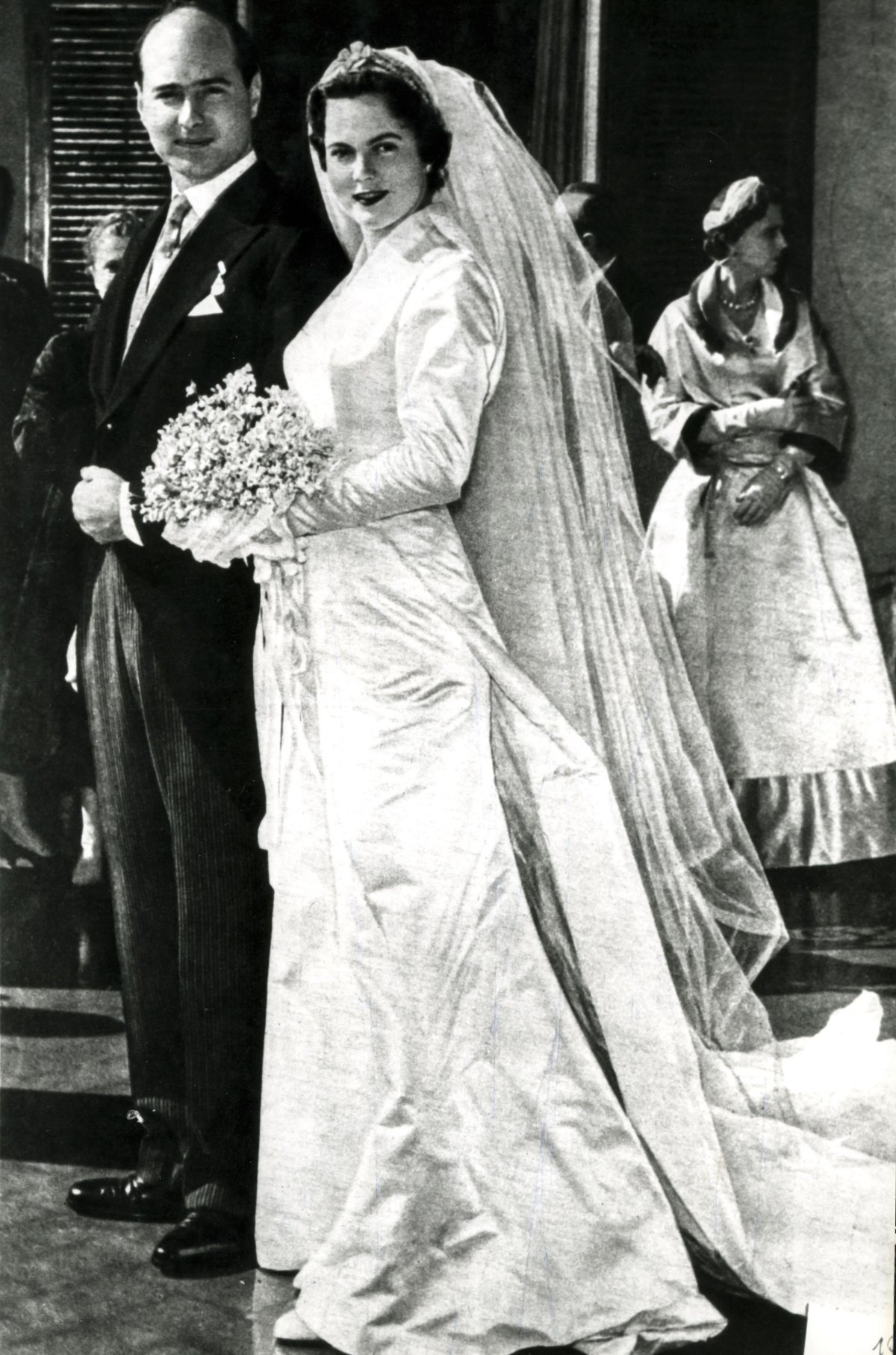Prince Alexander of Yugoslavia and Princess Maria Pia of Savoy are pictured on their wedding day in Cascais on February 12, 1955 (Universal Images Group/Alamy)