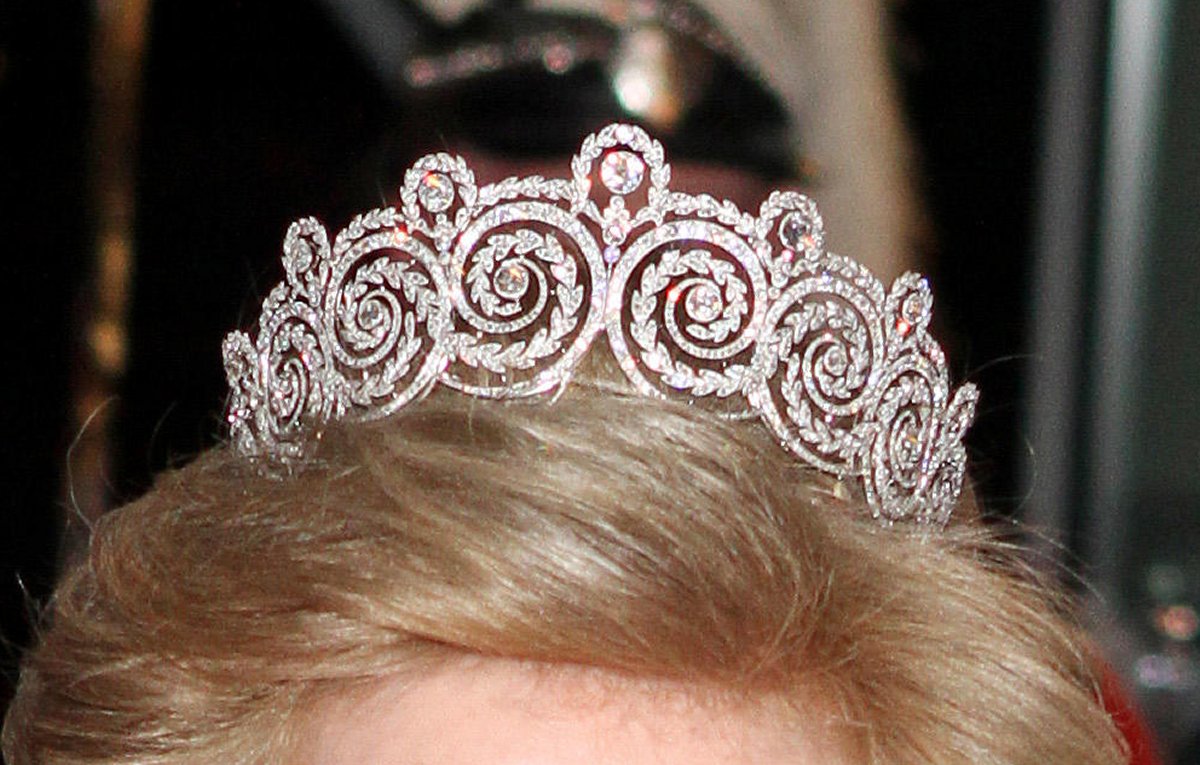 Queen Anne-Marie of Greece attends a gala performance celebrating Queen Margrethe II of Denmark's Ruby Jubilee in Copenhagen on January 14, 2012 (Patrick van Katwijk/DPA Picture Alliance/Alamy)