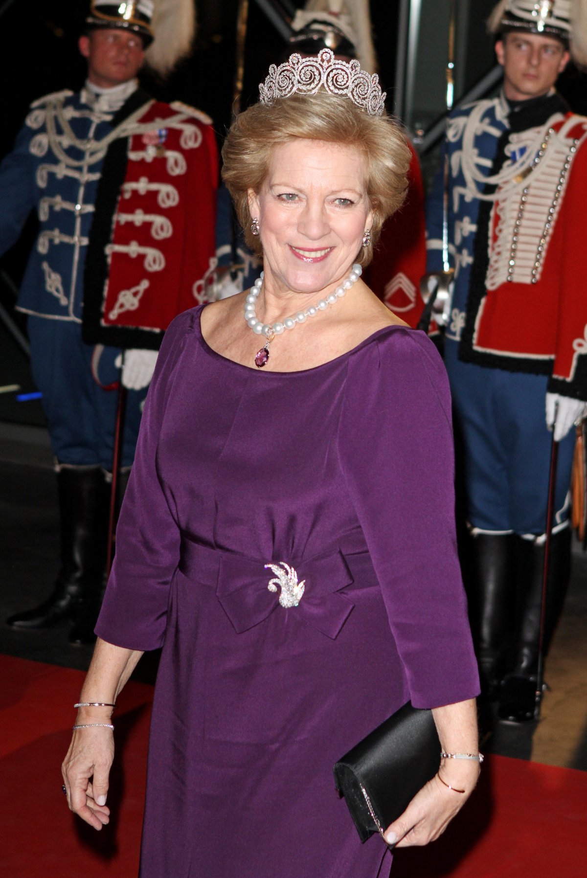 Queen Anne-Marie of Greece attends a gala performance celebrating Queen Margrethe II of Denmark's Ruby Jubilee in Copenhagen on January 14, 2012 (Patrick van Katwijk/DPA Picture Alliance/Alamy)