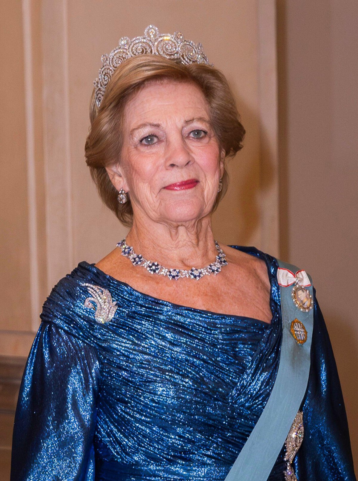 Queen Anne-Marie attends a gala banquet at Christiansborg Palace in Copenhagen celebrating Prince Christian of Denmark's 18th birthday on October 15, 2023 (Patrick van Katwijk/DPA Picture Alliance/Alamy)