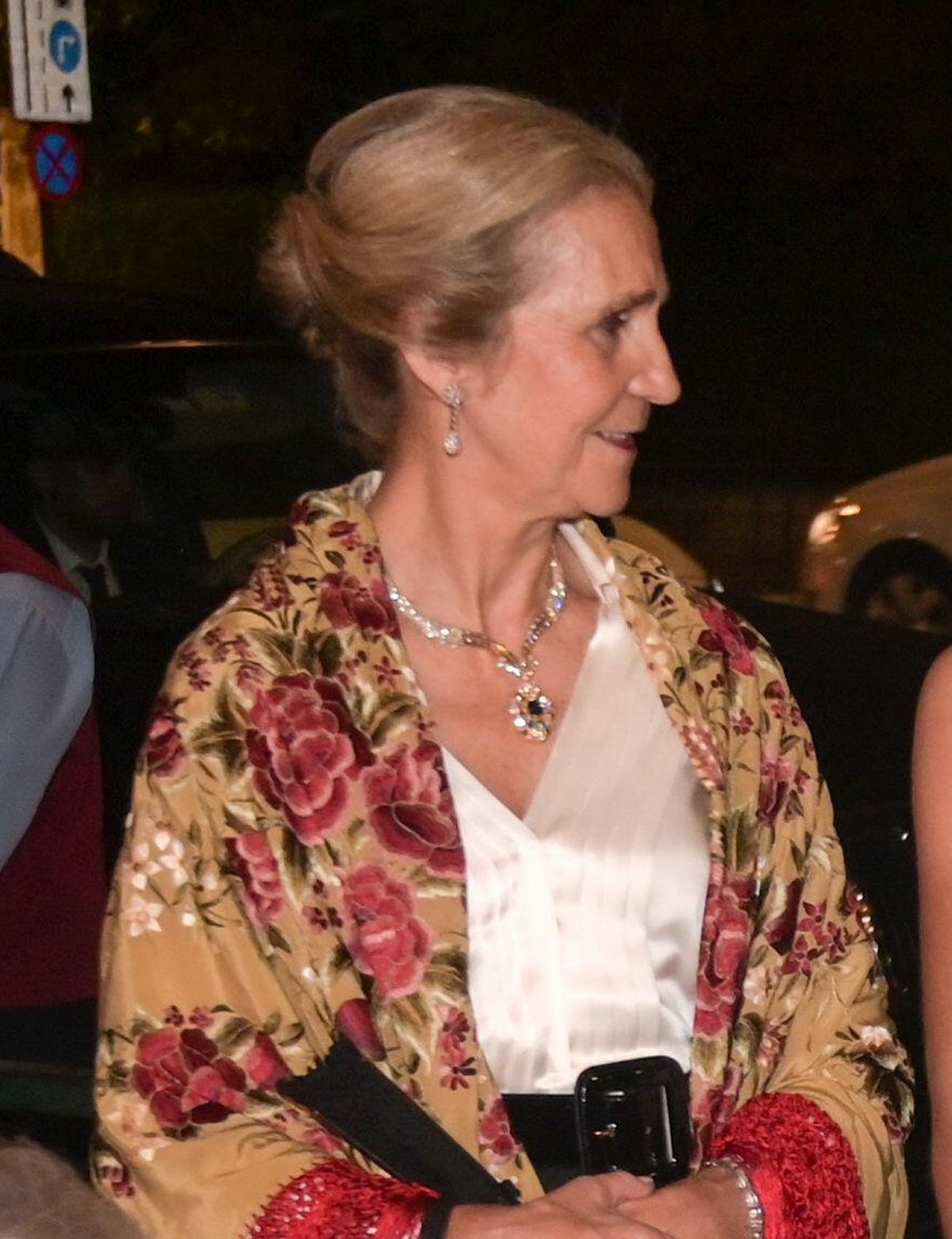 Infanta Elena attends a pre-wedding dinner for Princess Theodora and Matthew Kumar at the Byzantine and Christian Museum in Athens on September 27, 2024 (Dimitris Aspiotis/Alamy)