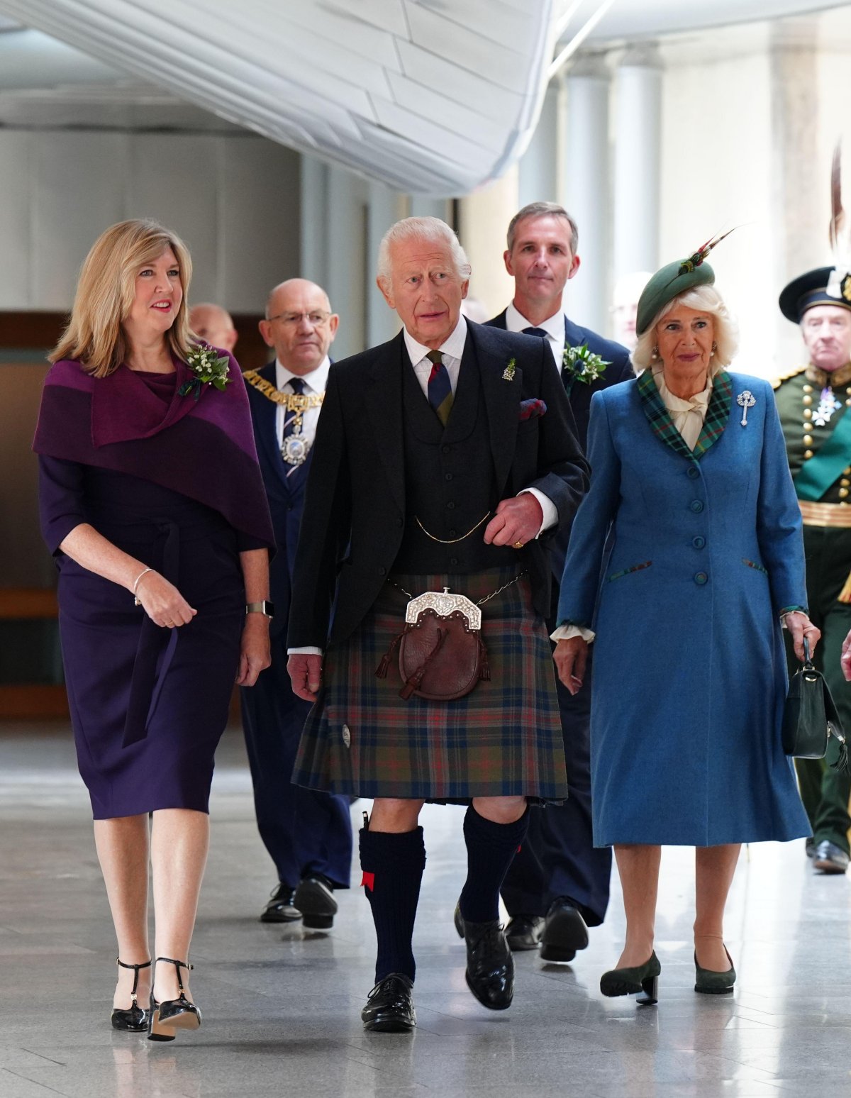 King Charles III and Queen Camilla visit the Scottish Parliament in Edinburgh to celebrate its 25th anniversary on September 28, 2024 (Jane Barlow/PA Images/Alamy)