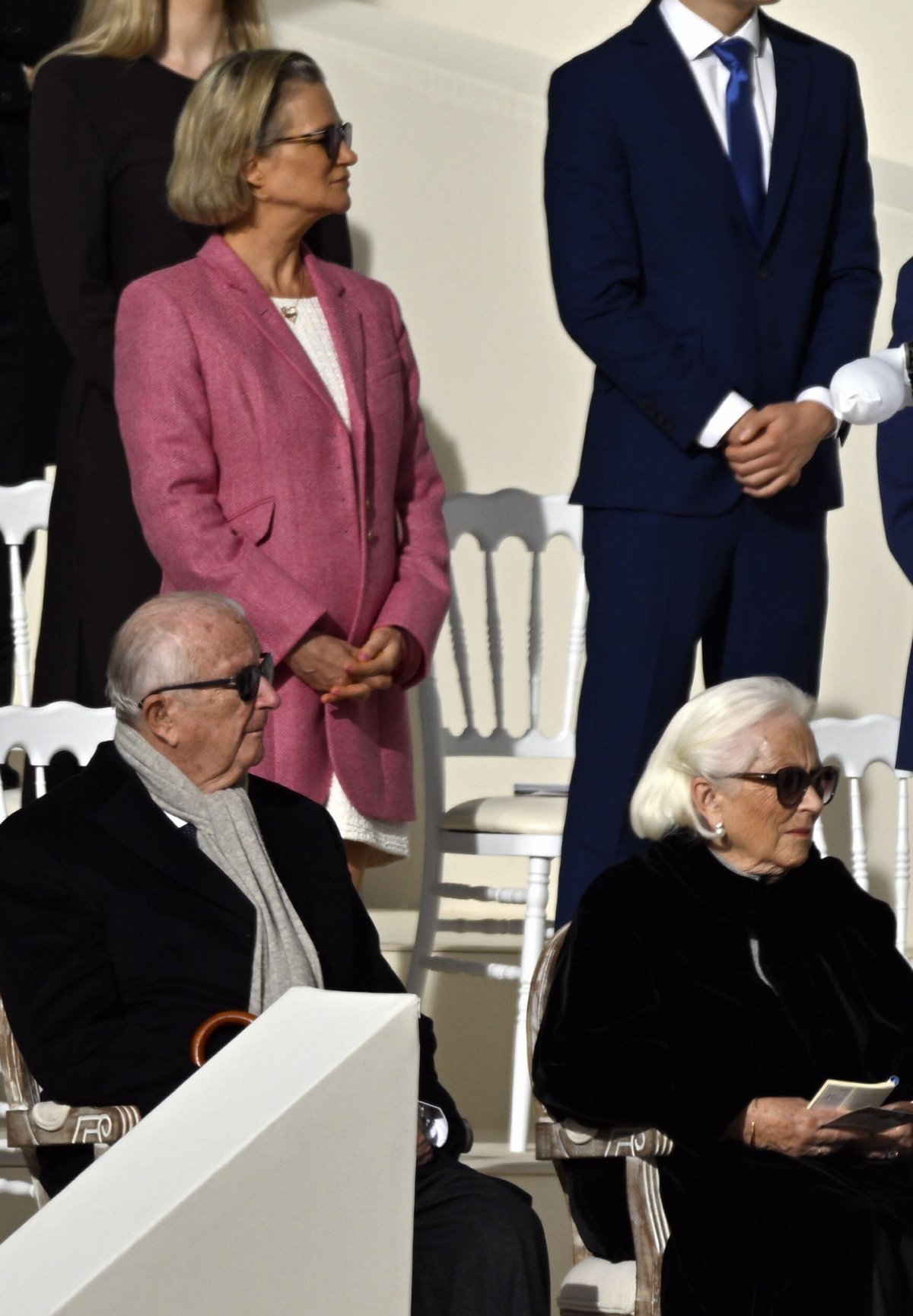 Members of the Belgian royal family attend a mass presided over by Pope Francis at the King Baudouin Stadium in Brussels on September 29, 2024 (ERIC LALMAND/Belga News Agency/Alamy)