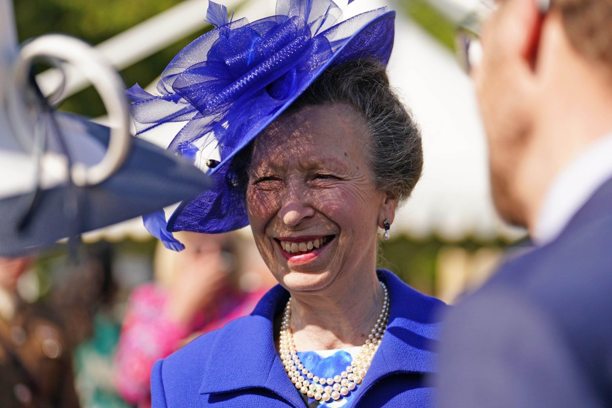 The Princess Royal attends a garden party at Buckingham Palace on May 8, 2024 (Jordan Pettitt/PA Images/Alamy)