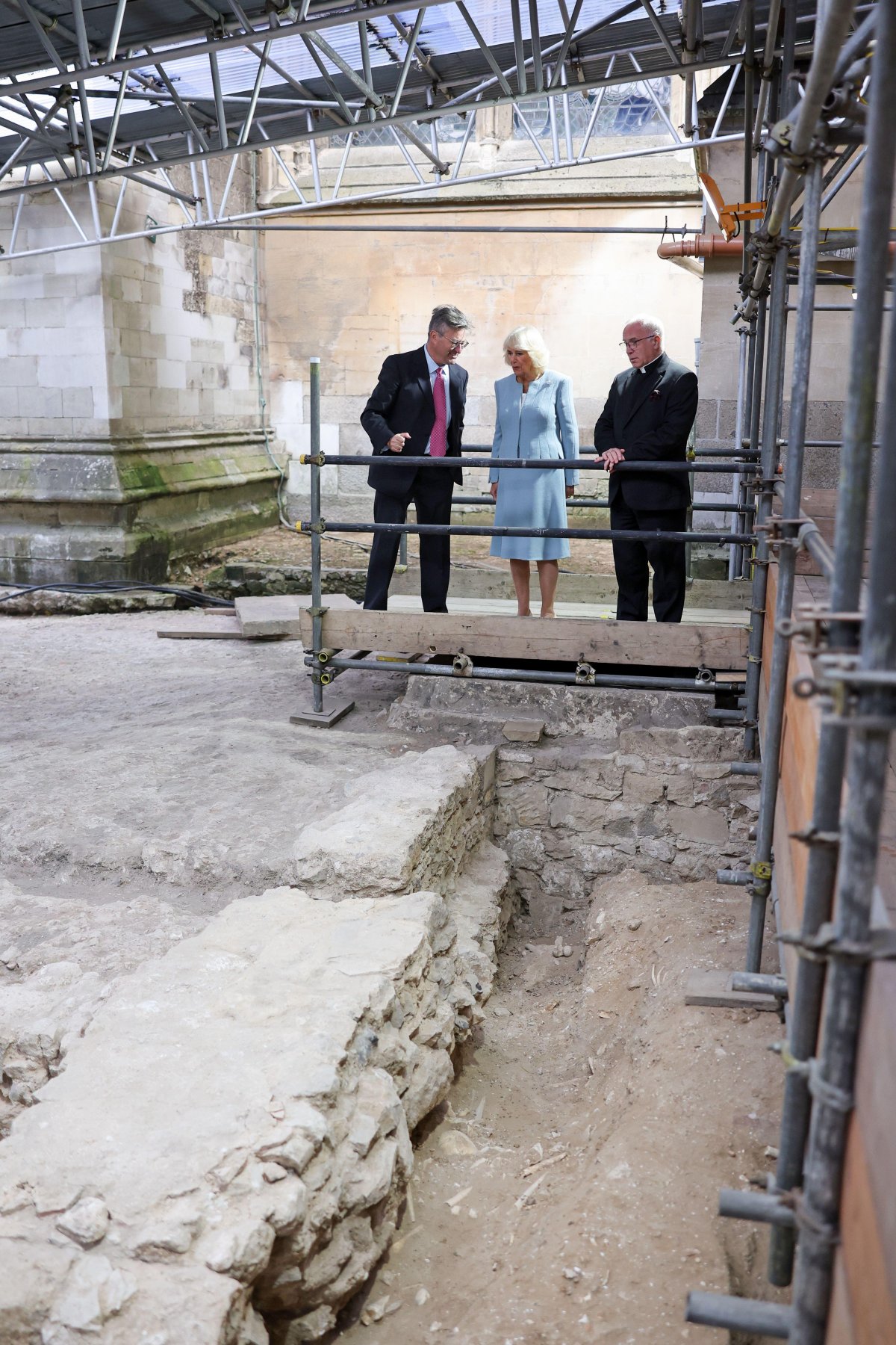 Queen Camilla visits the Westminster Abbey Sacristy Project in London on October 3, 2024 (Chris Jackson/PA Images/Alamy)
