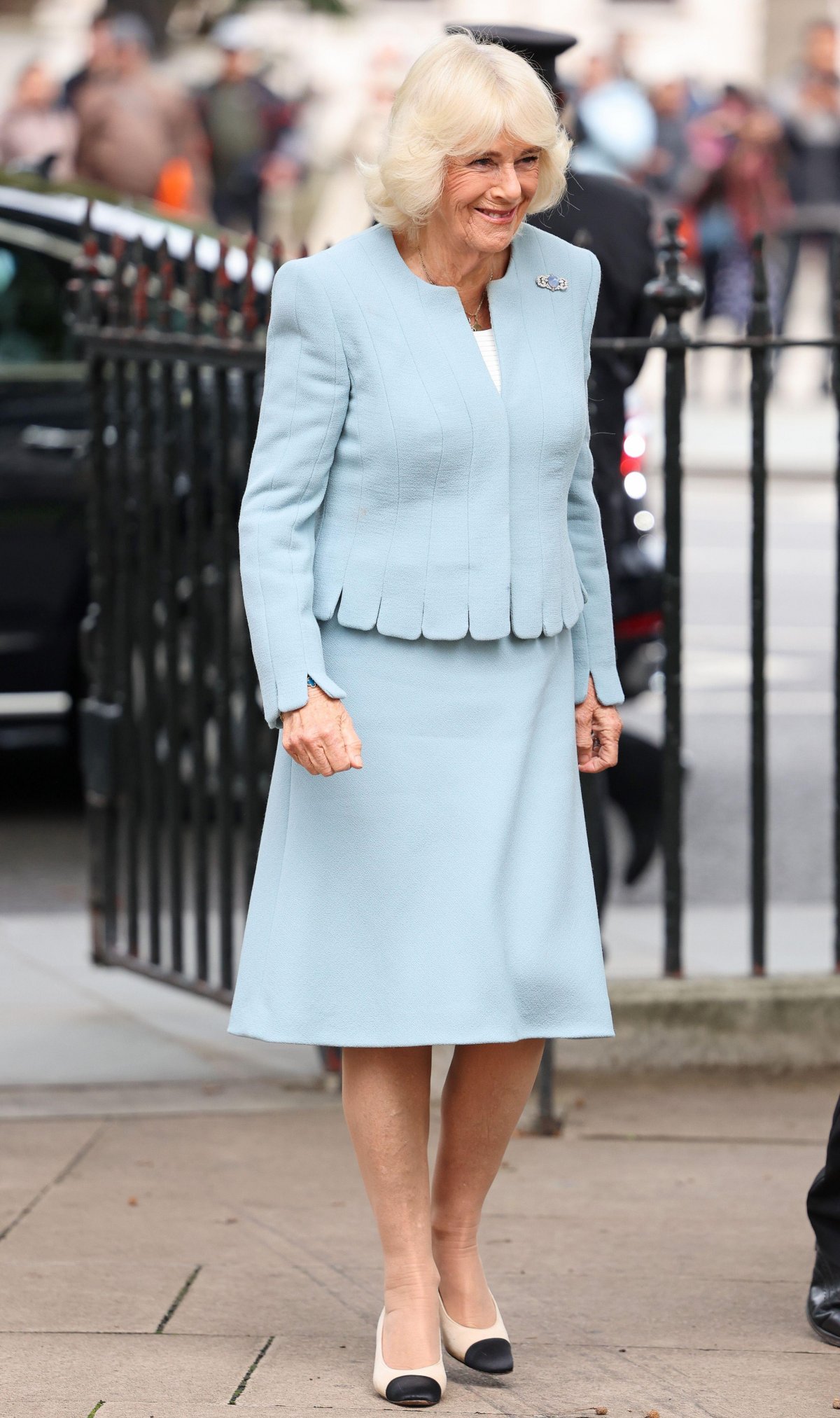 Queen Camilla visits the Westminster Abbey Sacristy Project in London on October 3, 2024 (Chris Jackson/PA Images/Alamy)