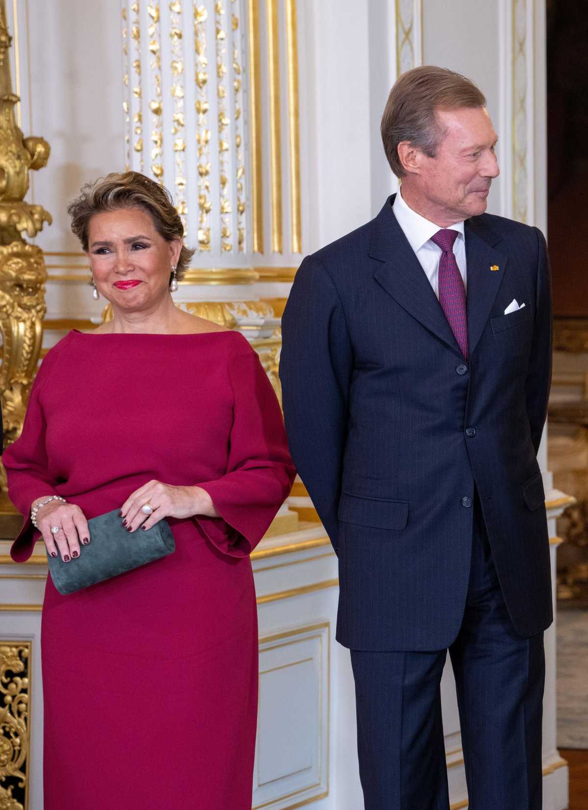 The Grand Duke and Grand Duchess of Luxembourg are pictured at the Grand Ducal Palace during a ceremony marking Hereditary Grand Duke Guillaume's appointment as Lieutenant-Représentant for his father on October 8, 2024 (Harald Tittel/DPA Picture Alliance/Alamy)