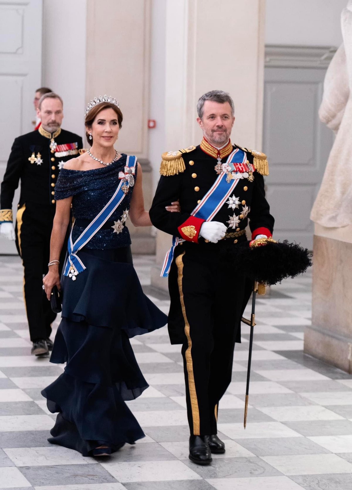 The King and Queen of Denmark host a state banquet in honor of the President of Iceland at Christiansborg Palace in Copenhagen on October 8, 2024 (Kongehuset)