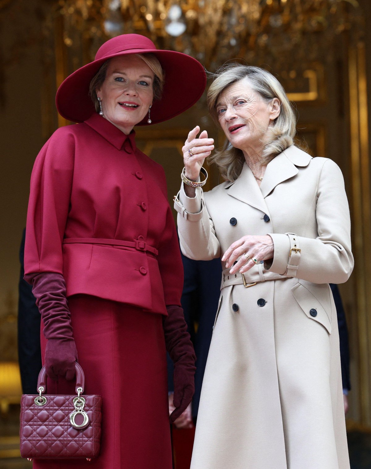 The King and Queen of the Belgians meet with French Prime Minister Michel Barnier and his wife, Isabelle Altmayer, at the Hotel Matignon in Paris on October 14, 2024 (Raphael Lafargue/Abaca Press/Alamy)