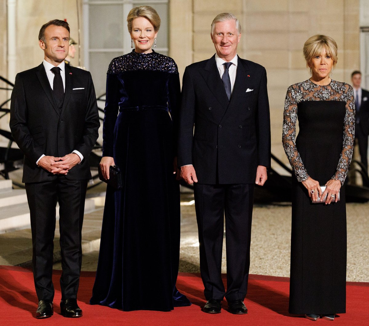 The King and Queen of the Belgians attend a state dinner hosted by President and Mrs. Macron at the Elysee Palace in Paris on October 14, 2024 (BENOIT DOPPAGNE/Belga News Agency/Alamy)