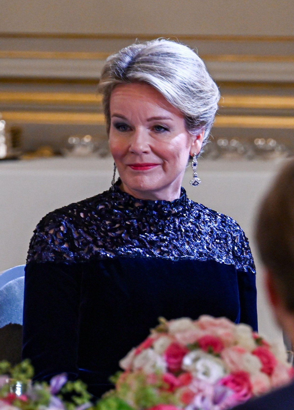 The King and Queen of the Belgians attend a state dinner hosted by President and Mrs. Macron at the Elysee Palace in Paris on October 14, 2024 (FREDERIC ANDRIEU/Belga News Agency/Alamy)