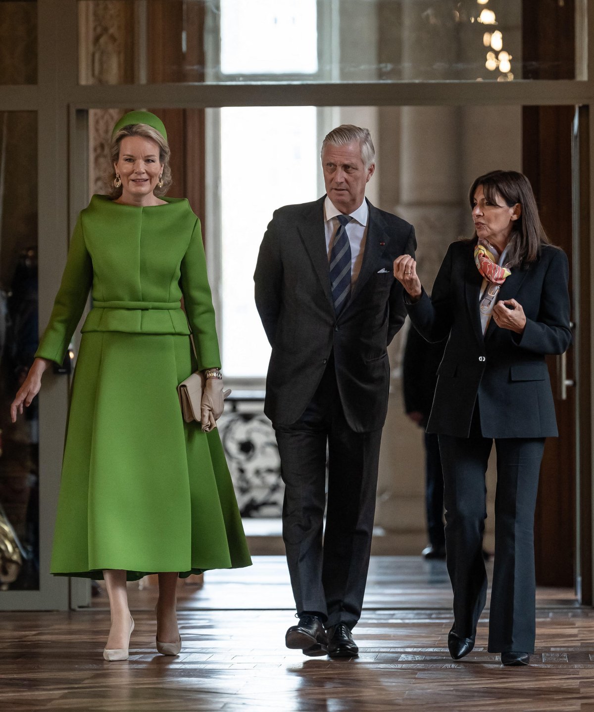The King and Queen of the Belgians meet with the Mayor of Paris at the Hôtel de Ville on October 15, 2024 (Aurelien Morissard/Abaca Press/Alamy)