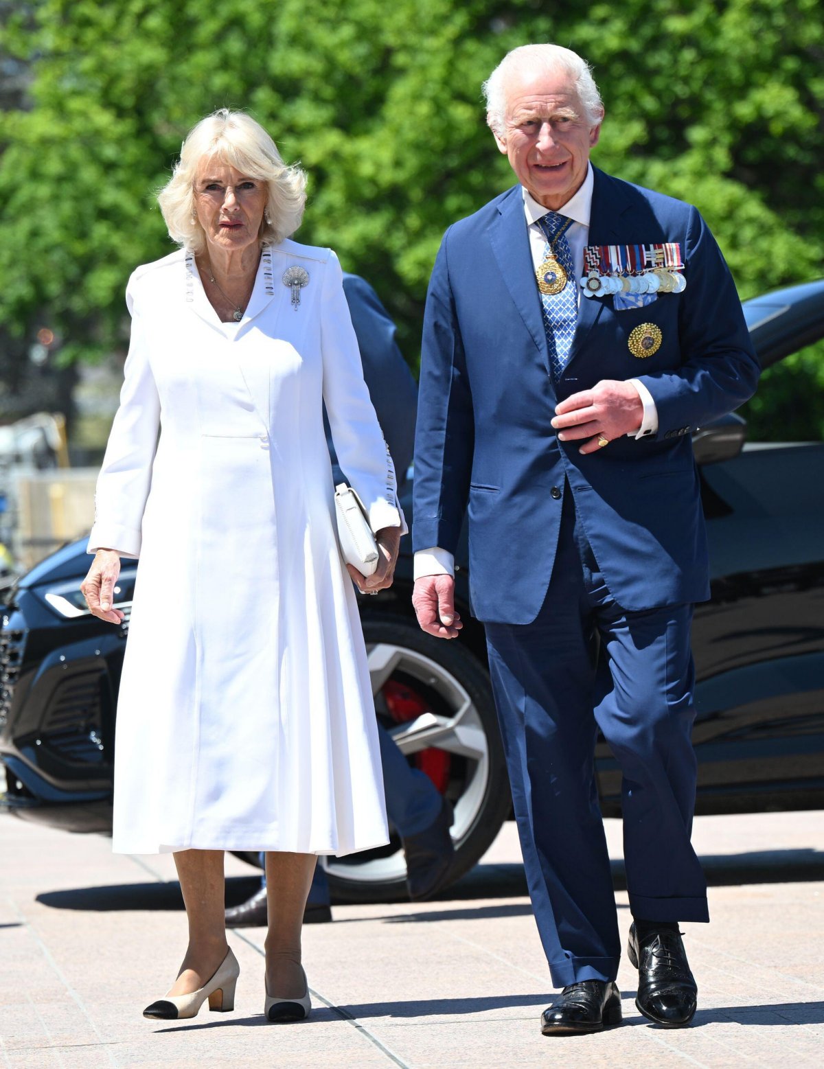 King Charles III and Queen Camilla arrive at the Australian War Memorial in Canberra on October 21, 2024 (Victoria Jones/PA Images/Alamy)