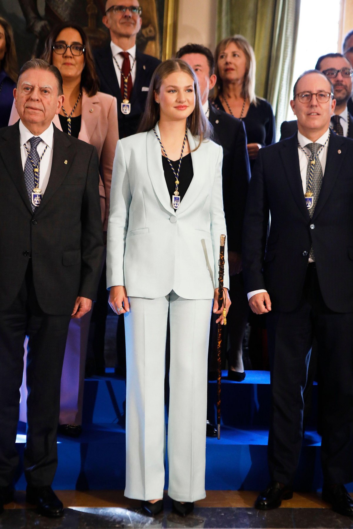 The Princess of Asturias wears a medal presented to her as Honorary Mayoress of Oviedo on October 24, 2024 (Jack Abuin/Zuma Press/Alamy)