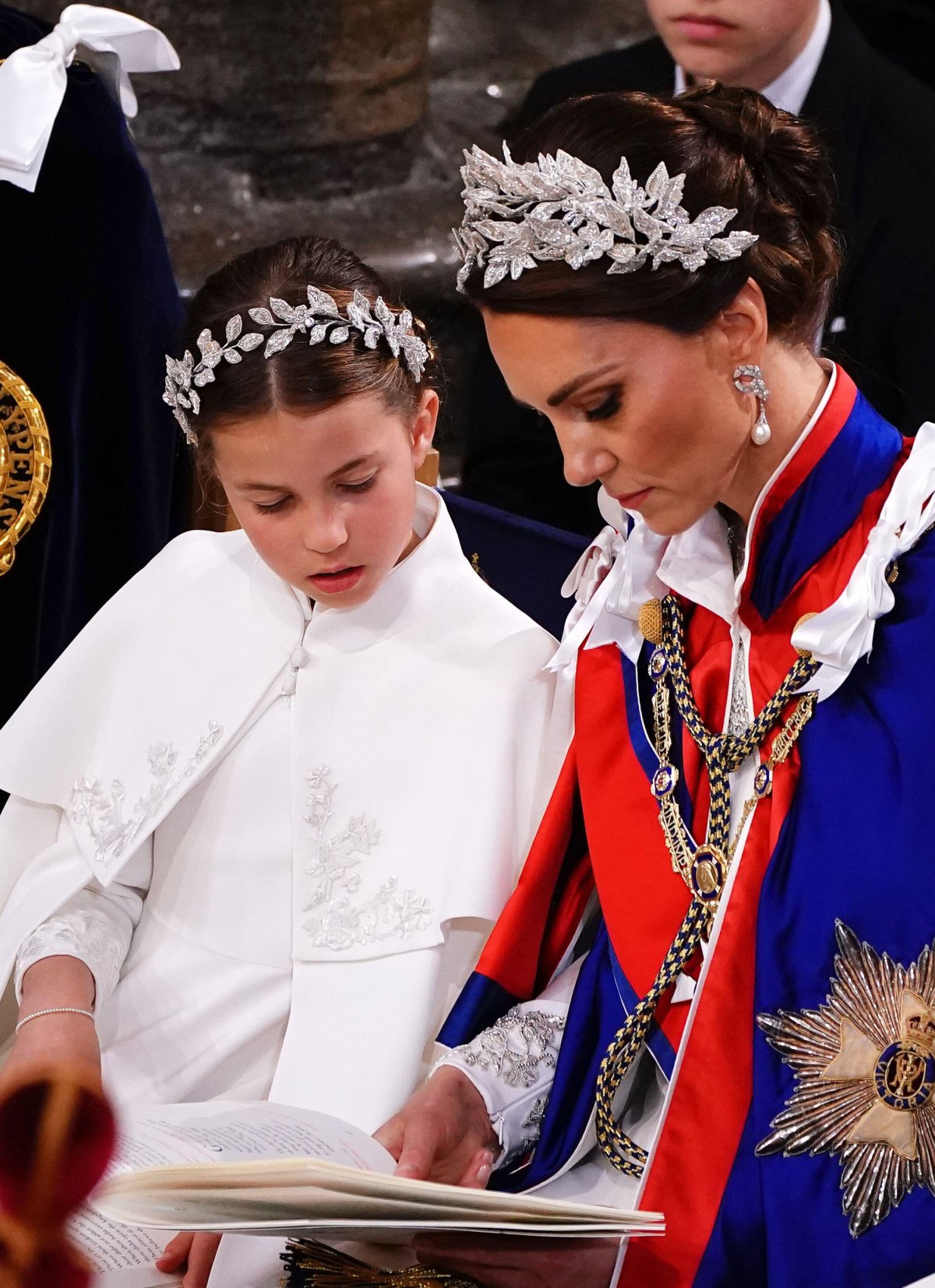The Princess of Wales, with Princess Charlotte, attends the coronation of King Charles III and Queen Camilla at Westminster Abbey in London on May 6, 2023 (Yui Mok/PA Images/Alamy)