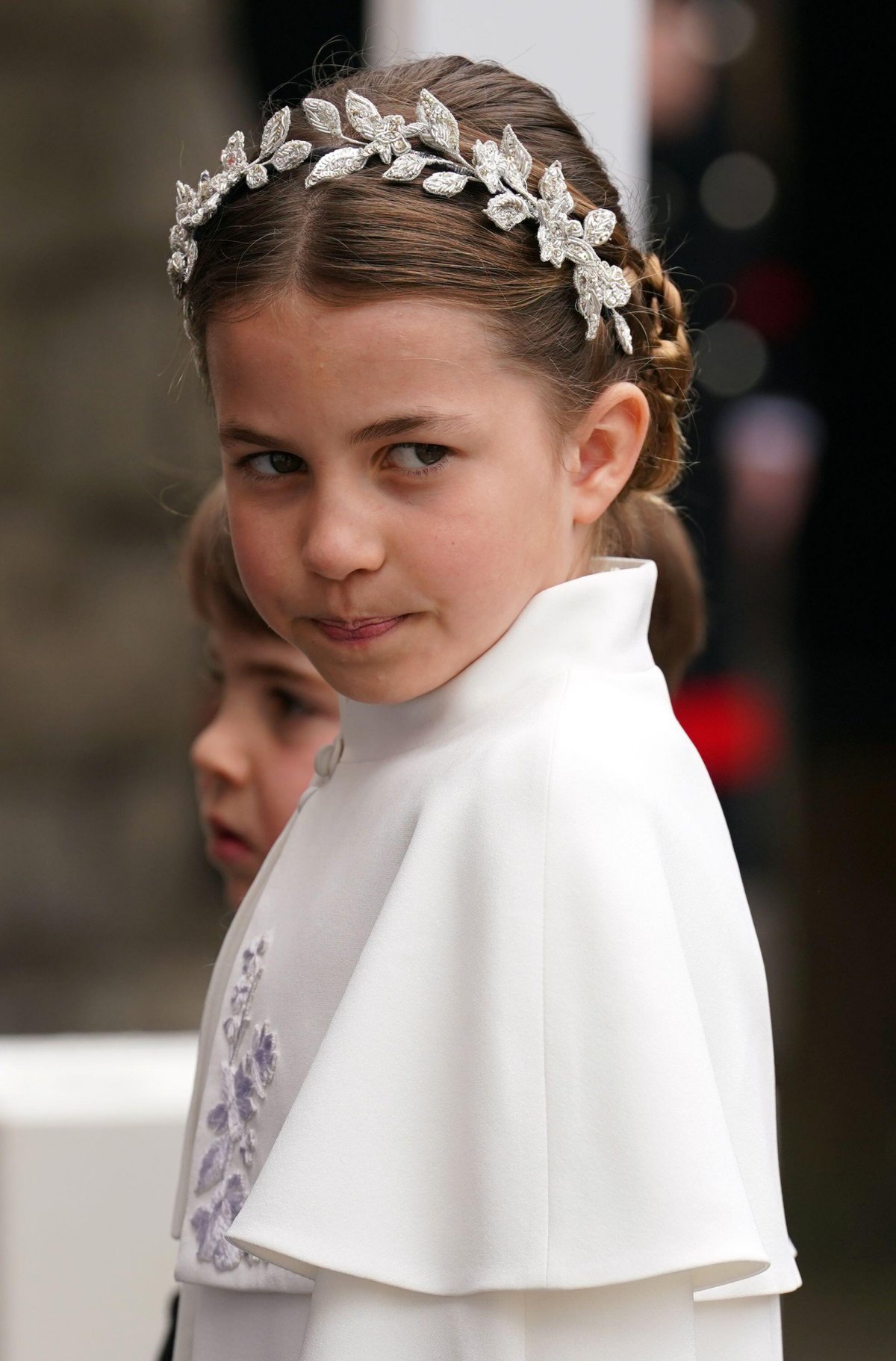Princess Charlotte of Wales, with Prince Louis, attends the coronation of King Charles III and Queen Camilla at Westminster Abbey in London on May 6, 2023 (Andrew Milligan/PA Images/Alamy)
