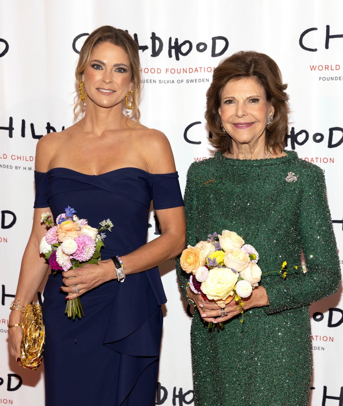 Princess Madeleine and Queen Silvia of Sweden attend the World Childhood Foundation Gala in New York on October 16, 2023 (TT News Agency/Alamy)