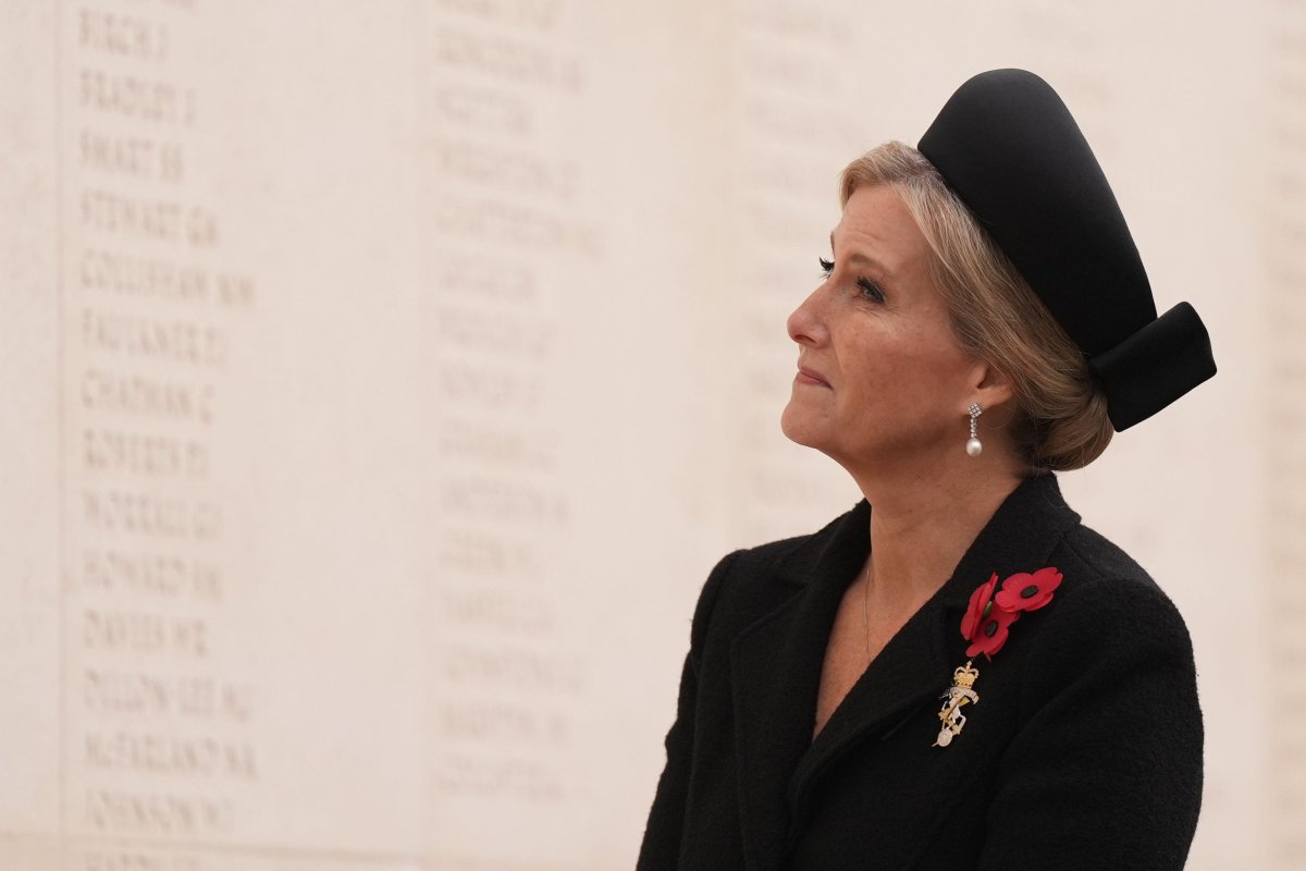The Duchess of Edinburgh attends an Armistice Day service at the National Memorial Arboretum in Staffordshire on November 11, 2024 (Jacob King/PA Images/Alamy)
