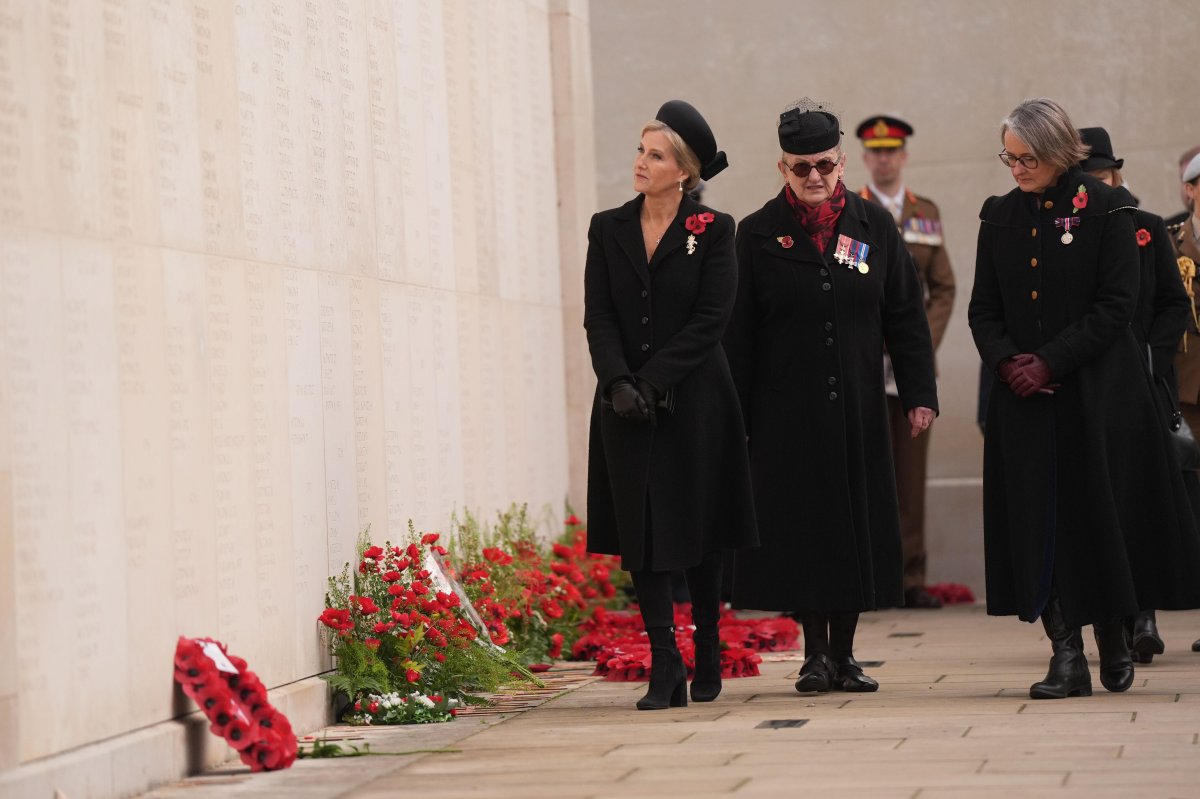 The Duchess of Edinburgh attends an Armistice Day service at the National Memorial Arboretum in Staffordshire on November 11, 2024 (Jacob King/PA Images/Alamy)