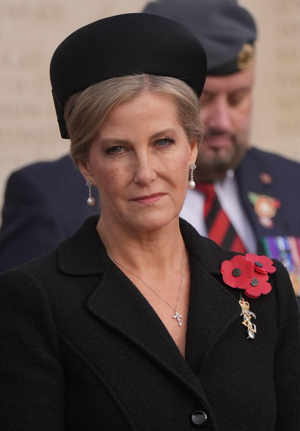 The Duchess of Edinburgh attends an Armistice Day service at the National Memorial Arboretum in Staffordshire on November 11, 2024 (Jacob King/PA Images/Alamy)