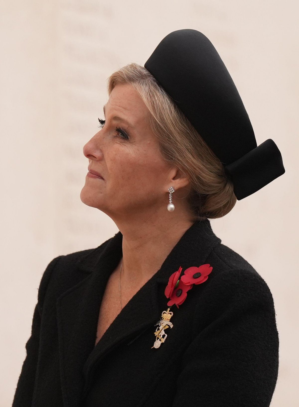 The Duchess of Edinburgh attends an Armistice Day service at the National Memorial Arboretum in Staffordshire on November 11, 2024 (Jacob King/PA Images/Alamy)