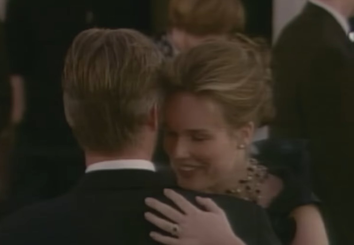The Duke of Brabant and Mathilde d'Udekem d'Acoz dance at their engagement ball in Brussels, November 1999 (screencapture)