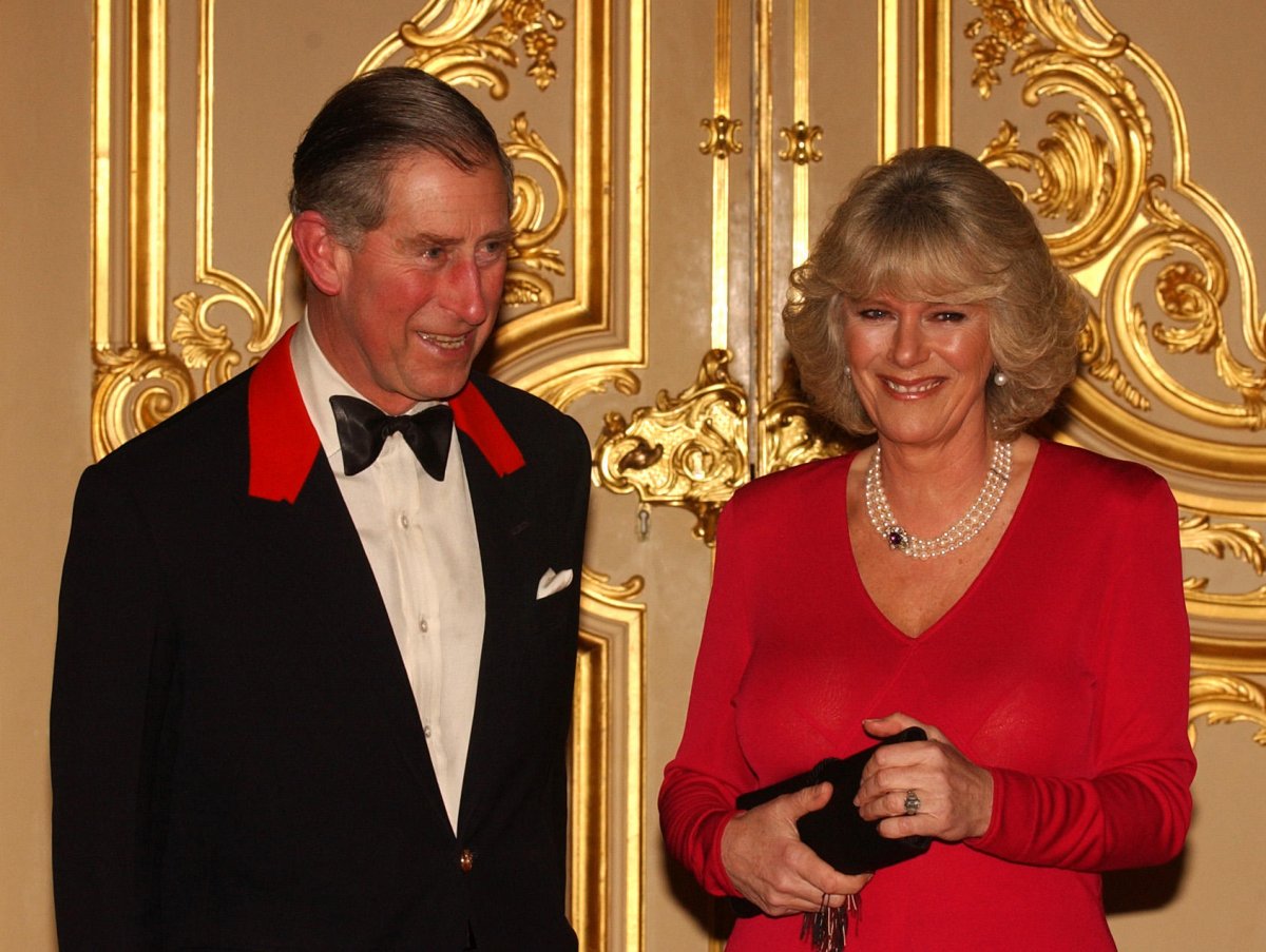 The Prince of Wales and Camilla Parker Bowles announce their engagement in London, February 2005 (John Stillwell/PA Images/Alamy)