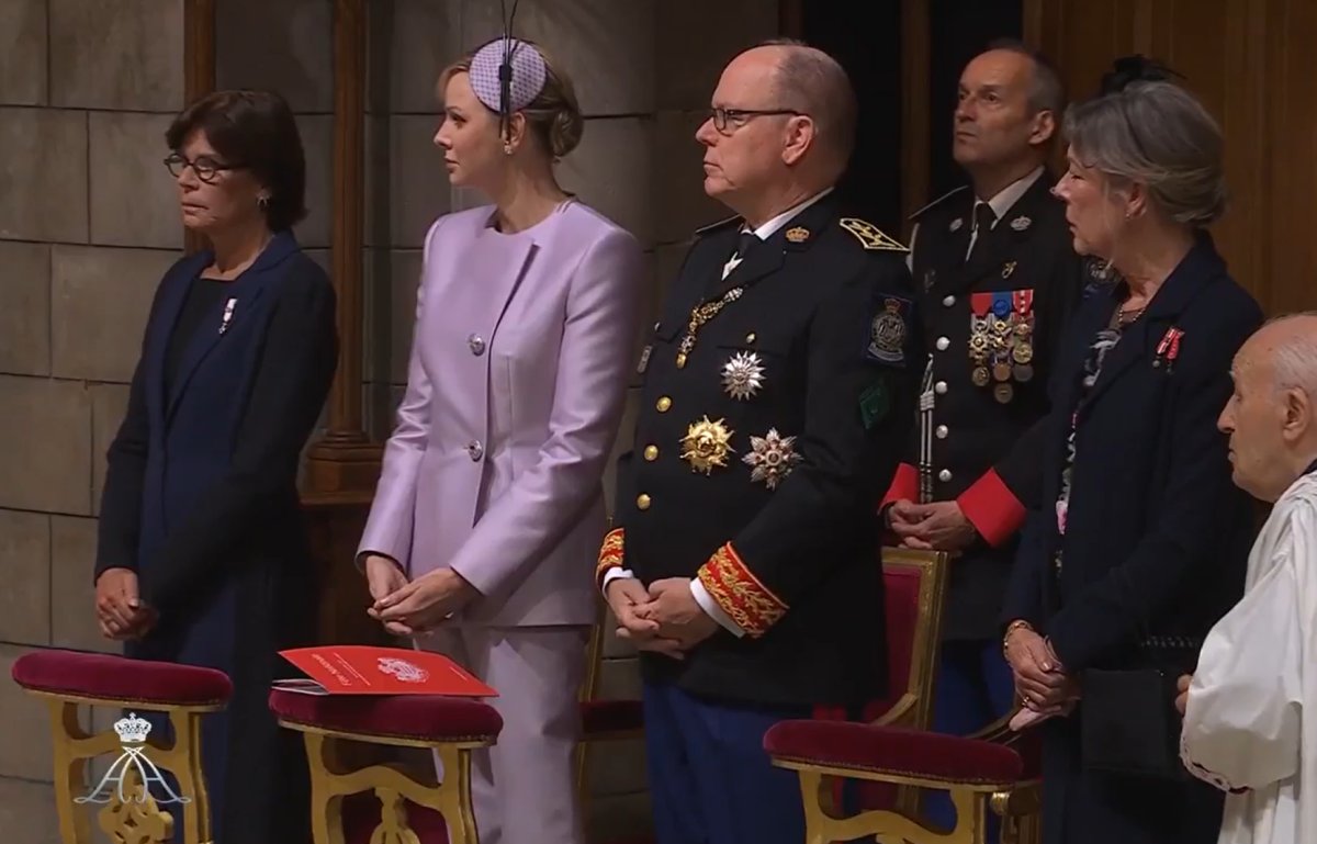 The Prince and Princess of Monaco, with Princess Caroline and Princess Stephanie, attend a National Day mass at the Cathedral of Monaco on November 19, 2024 (Palais Princier de Monaco)