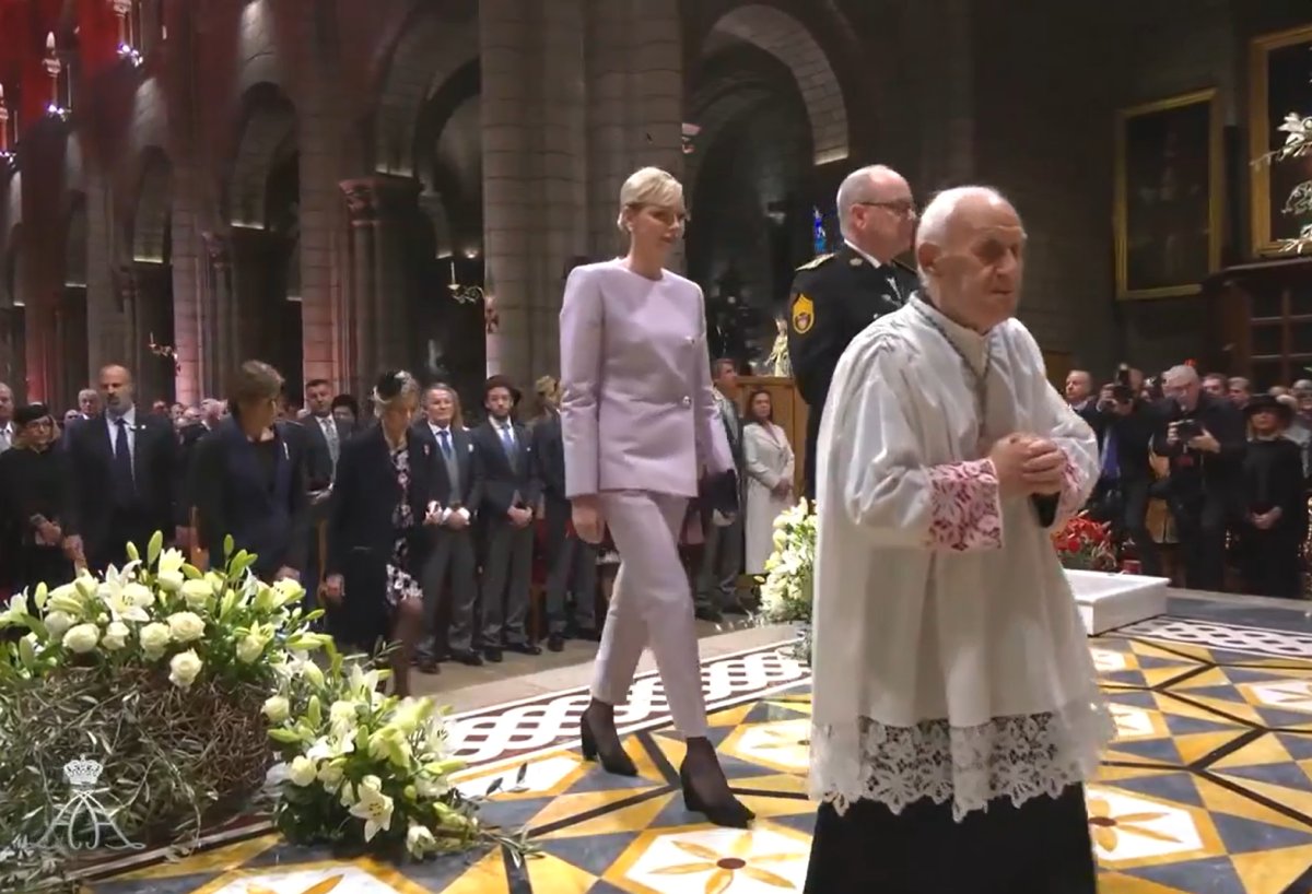 The Prince and Princess of Monaco arrive at the Cathedral of Monaco for a National Day mass on November 19, 2024 (Palais Princier de Monaco)