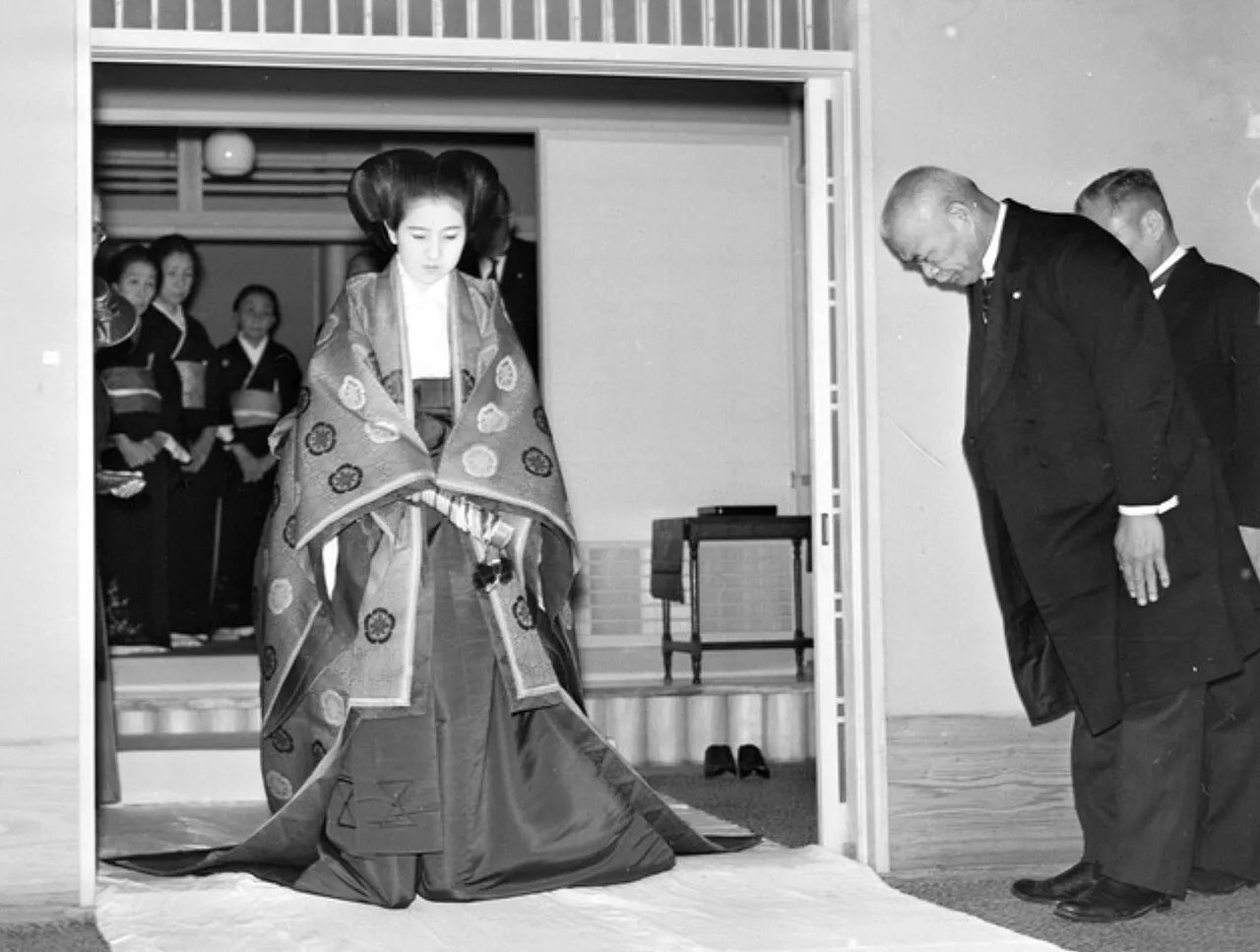 Yuriko Tagaki leaves her family home en route to marry Prince Mikasa, the Emperor’s youngest brother, in Tokyo on October 22, 1941 (Wikimedia Commons)