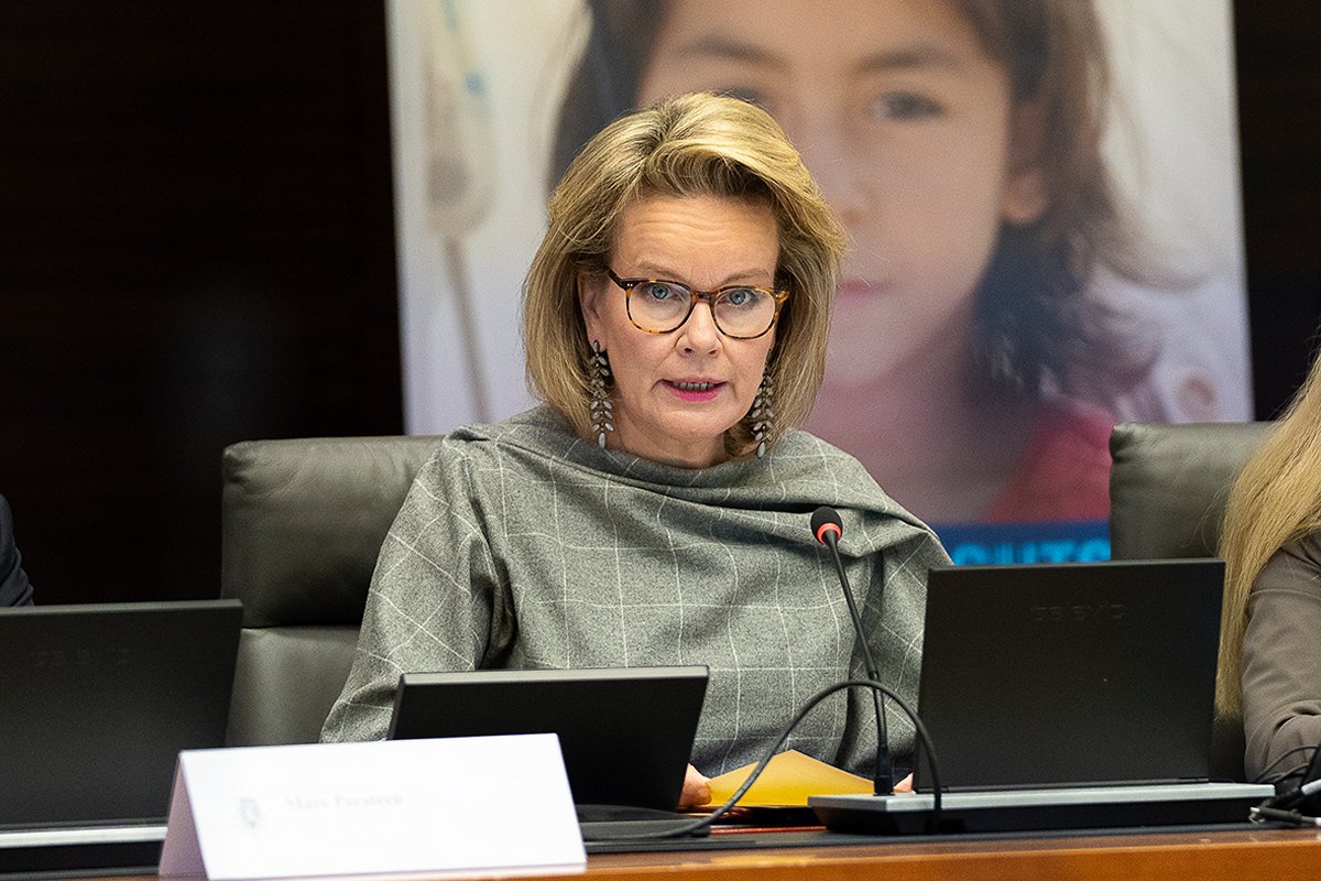 The Queen of the Belgians attends an international conference in Brussels marking the 35th anniversary of the International Convention on the Rights of the Child on November 22, 2024 (Belgian Royal Palace)