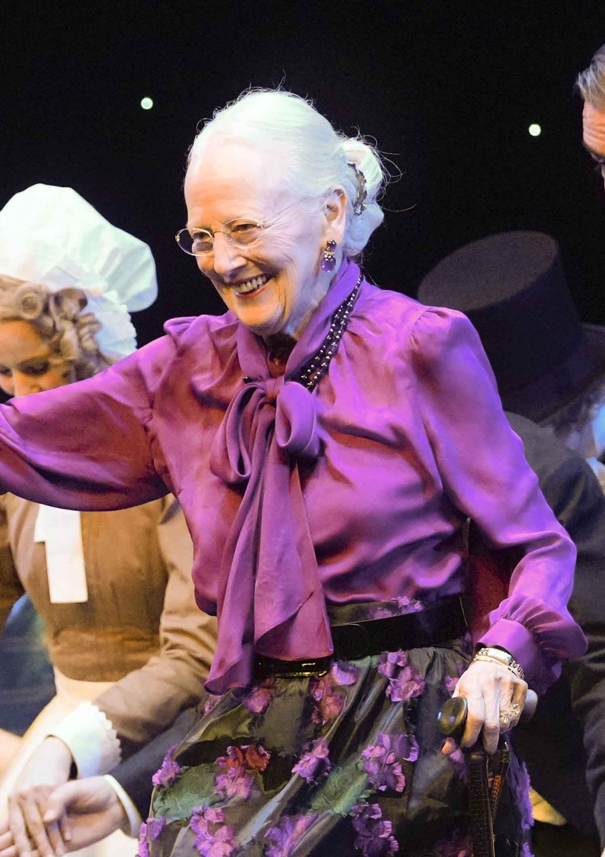 Queen Margrethe of Denmark curtseys alongside the cast and crew of the Nutcracker at Tivoli’s Concert Hall in Copenhagen on November 30, 2024 (Keld Navtoft/Tivoli Gardens)